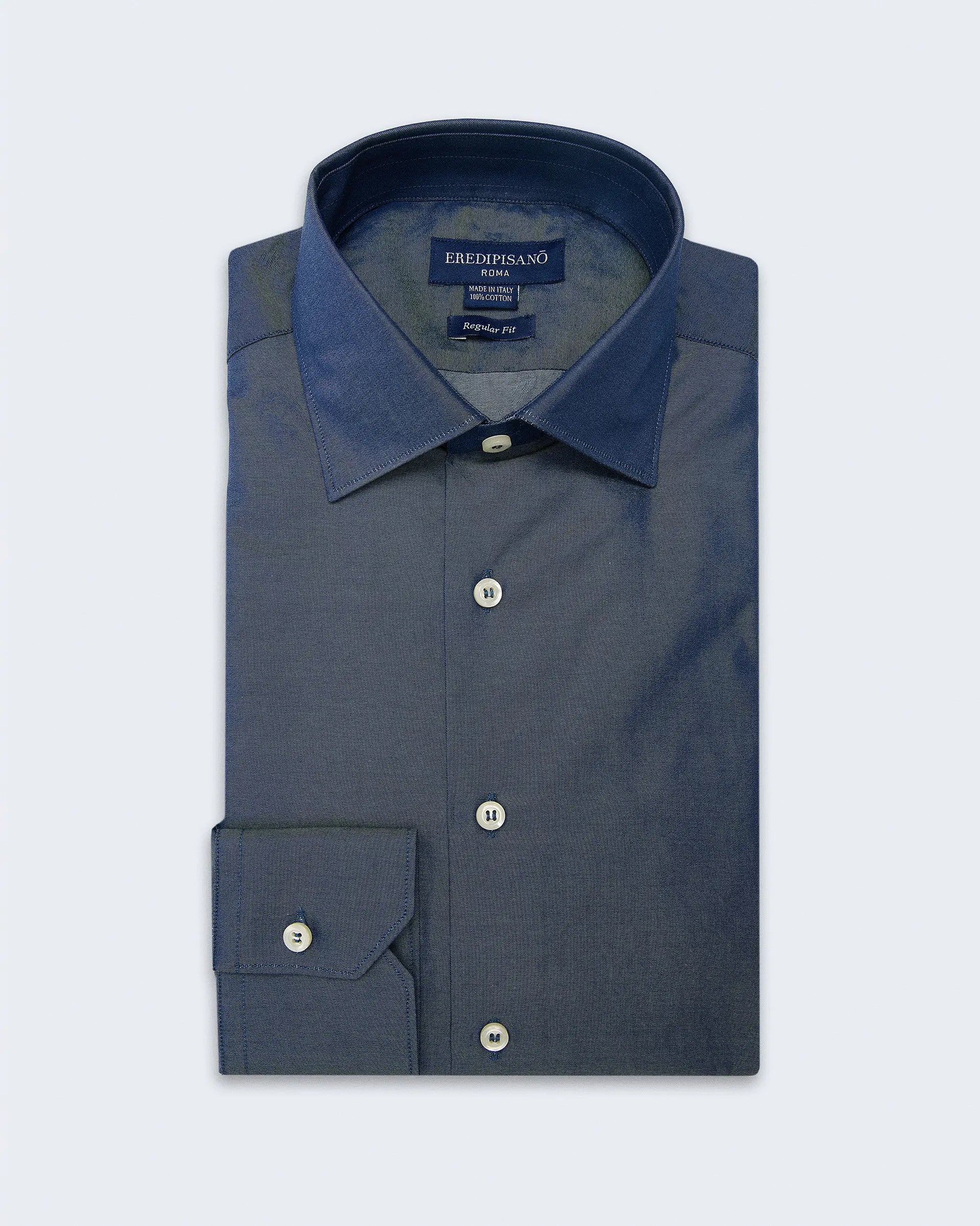 Denim Blue Pure Cotton regular Fit with Cutaway Collar