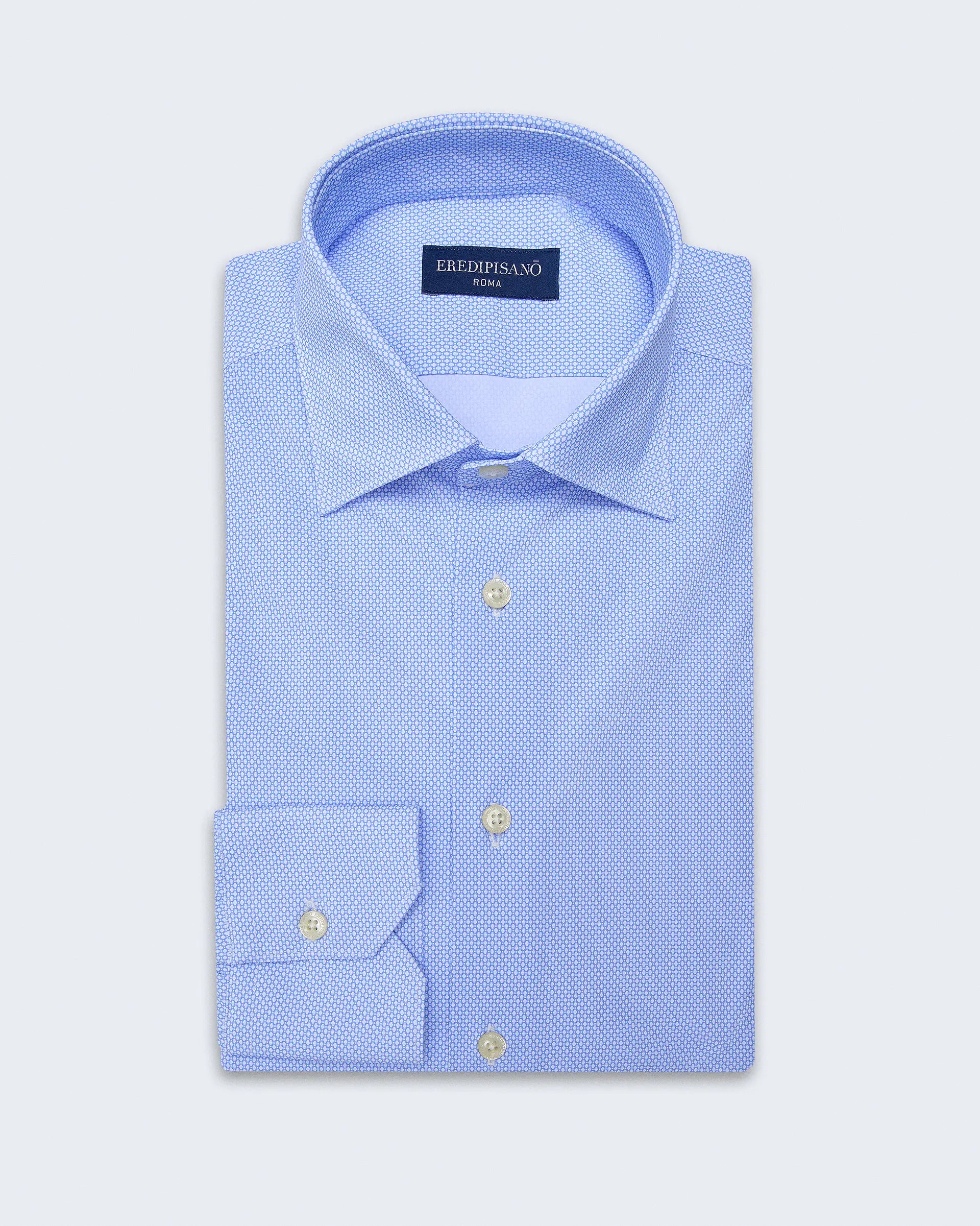 Light BluePattern Easy Iron Comfort Fit with Cutaway Collar  Shirt