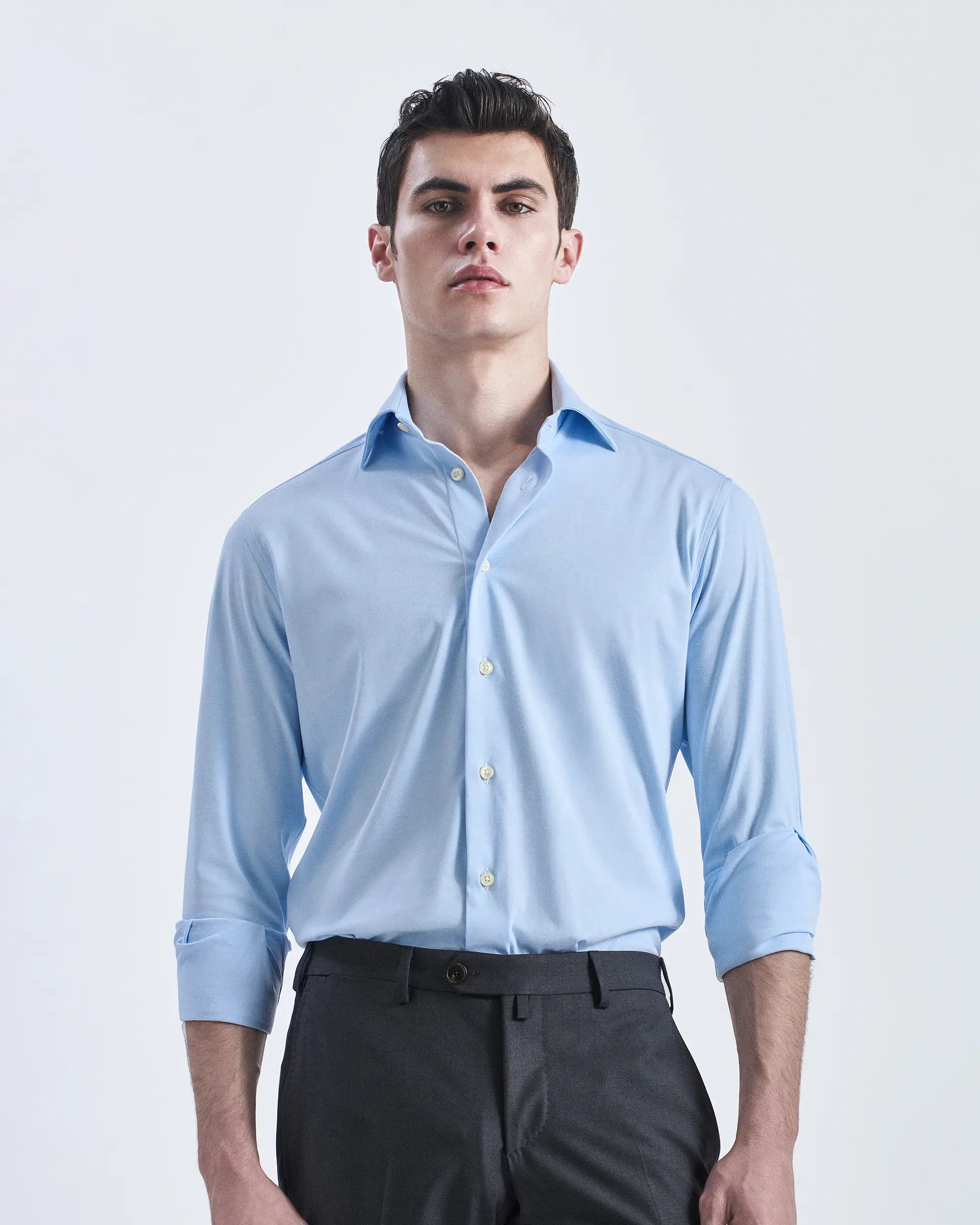 Light Blue Cotton Comfort Fit with Cutaway Collar Shirt