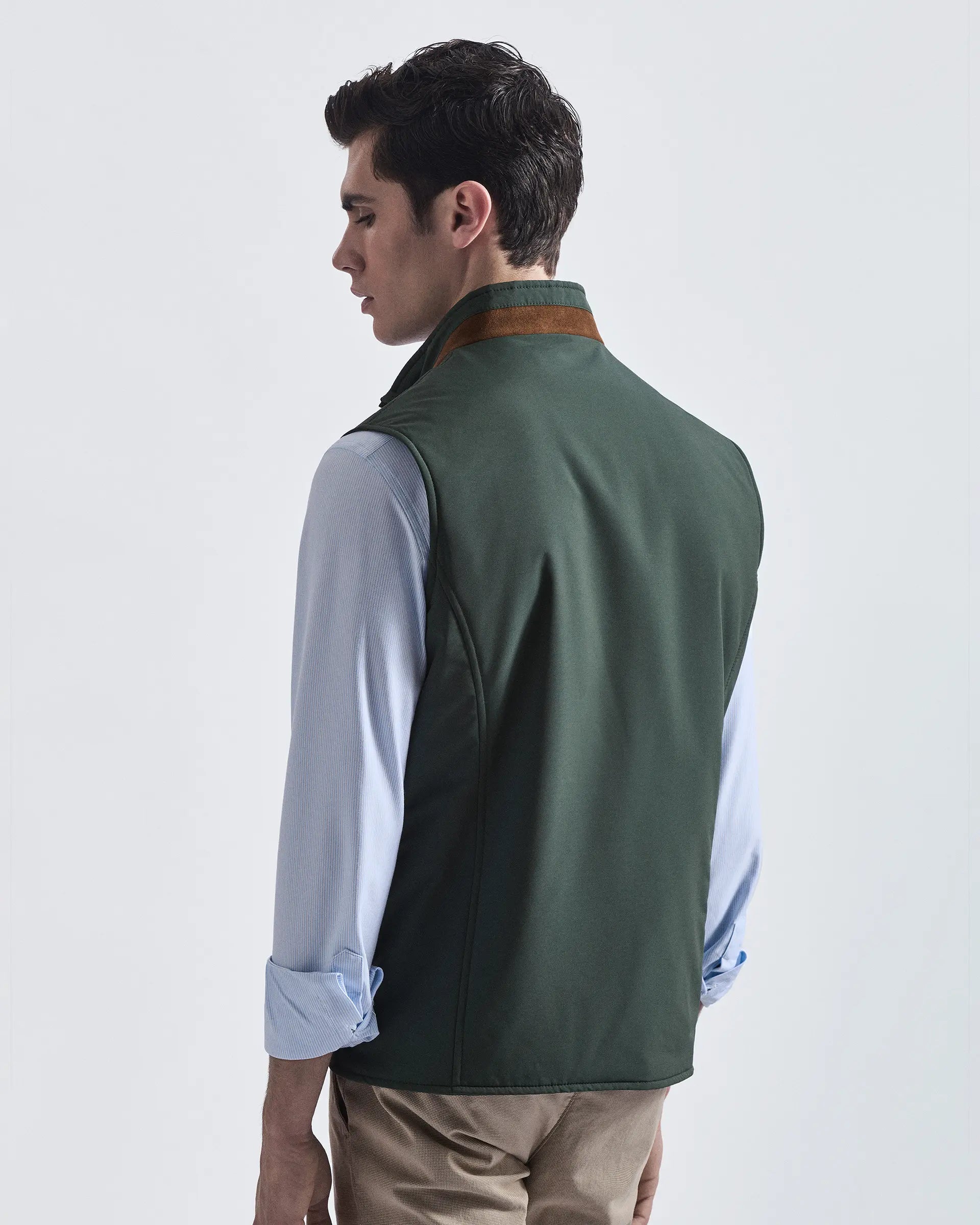 Green Sporty Wool Rain System  Vest- Loro Piana fabric