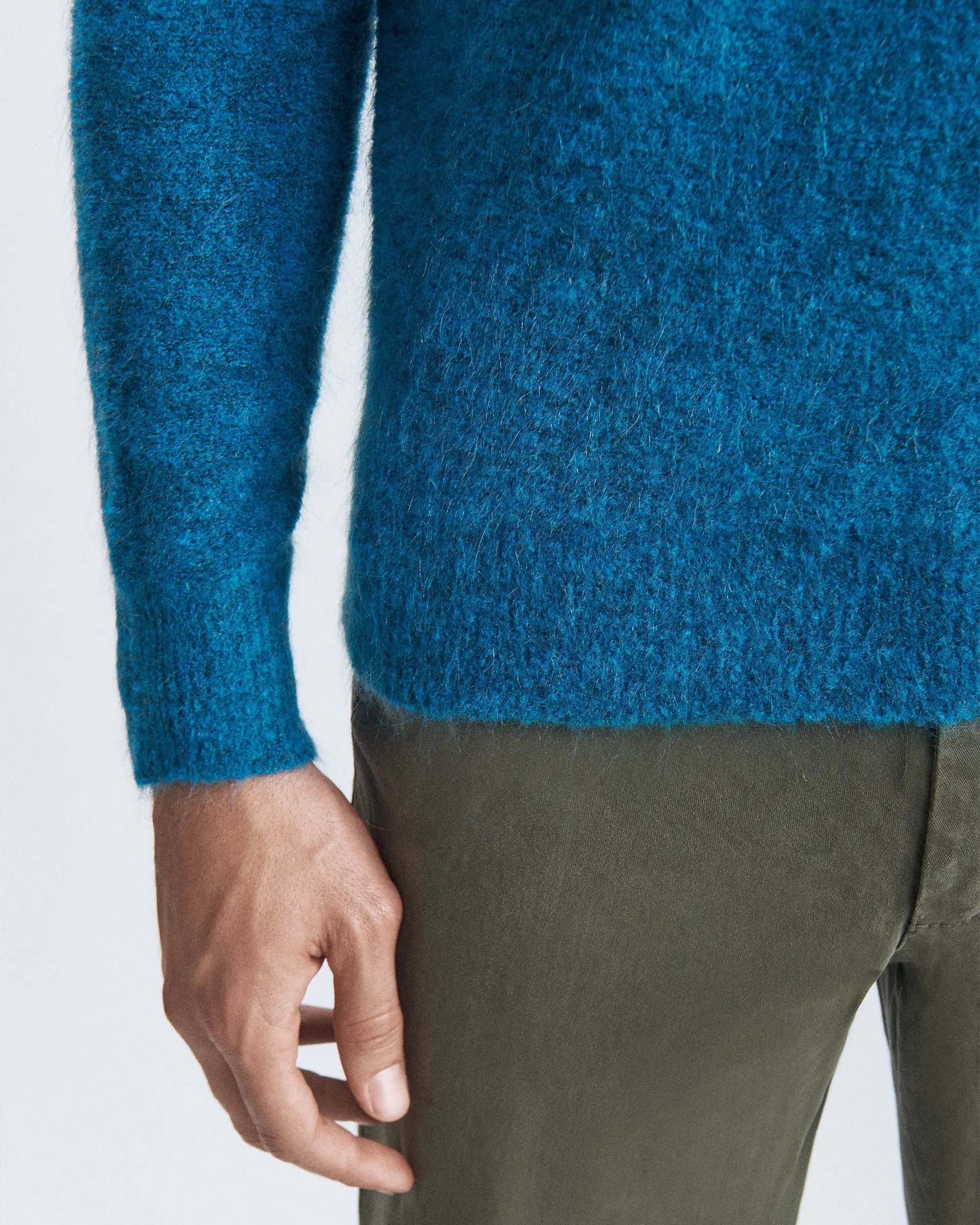 Blue Wool and Mohair Crew-neck