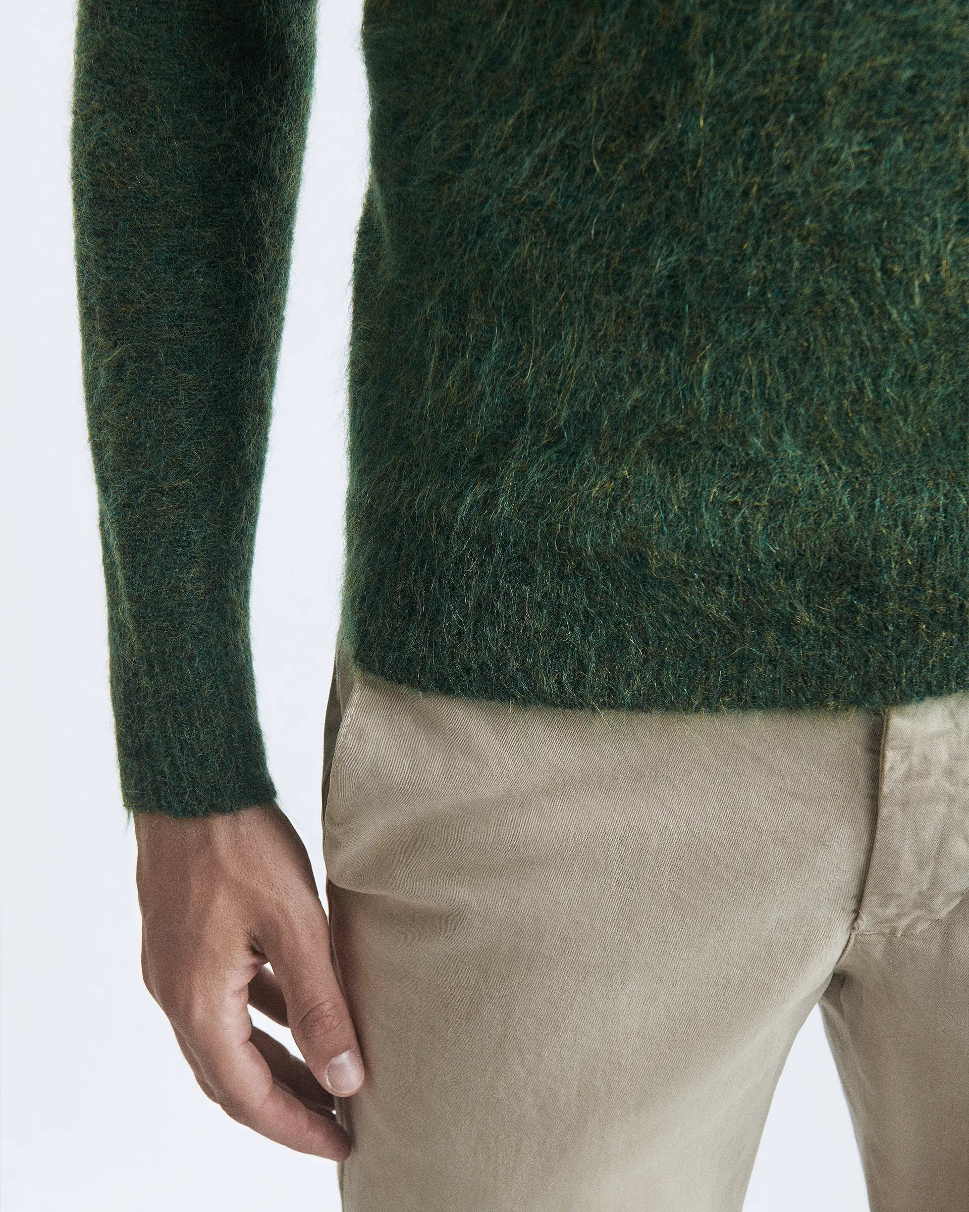 Green Wool and Mohair Crew-neck