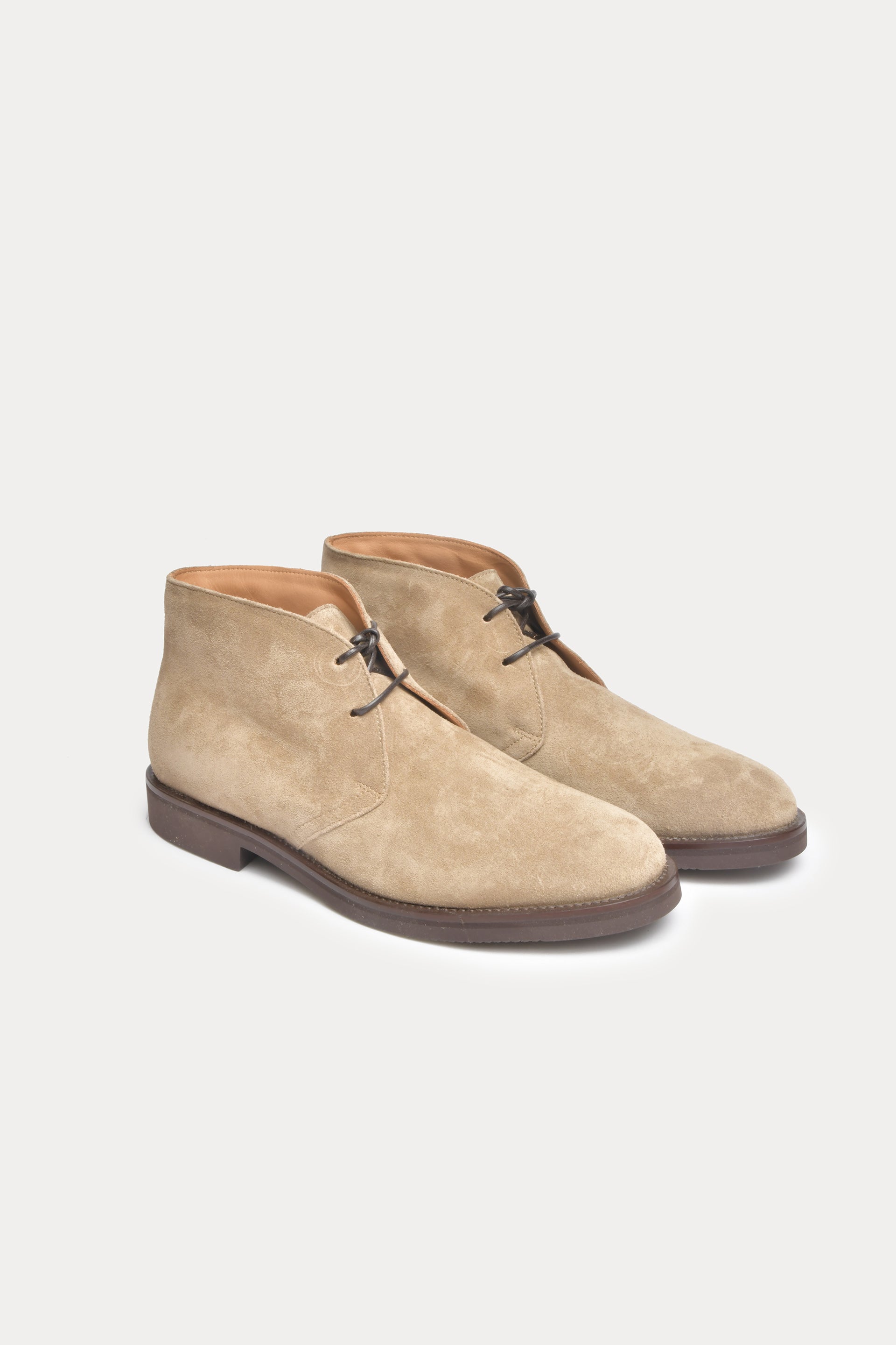 Beige Suede Leather Ankle Boots