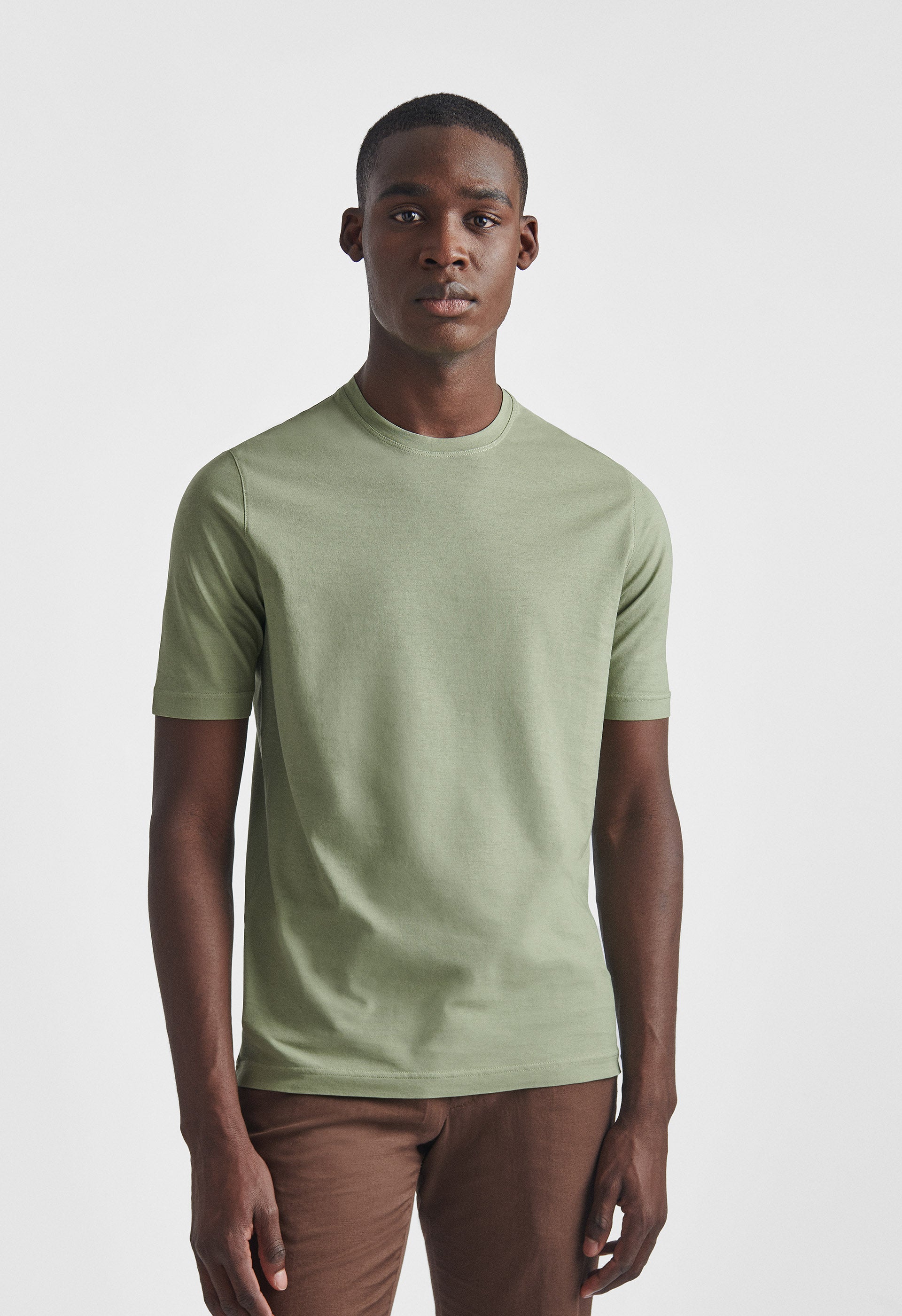 Army Green Crepe Cotton T-Shirt