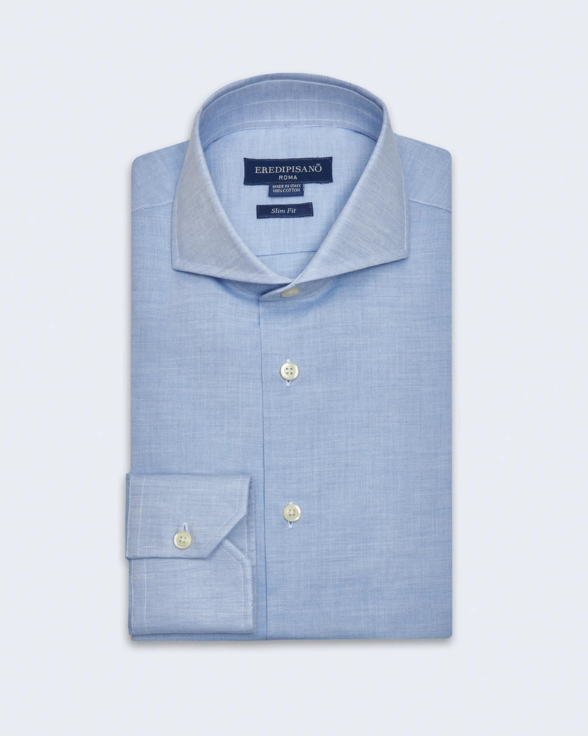 Light Blue Pure Cotton Shirt with cutaway collar