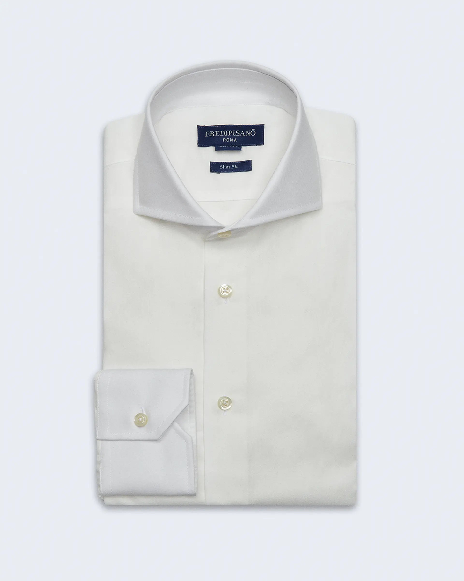 White Pure Cotton Shirt with cutaway collar