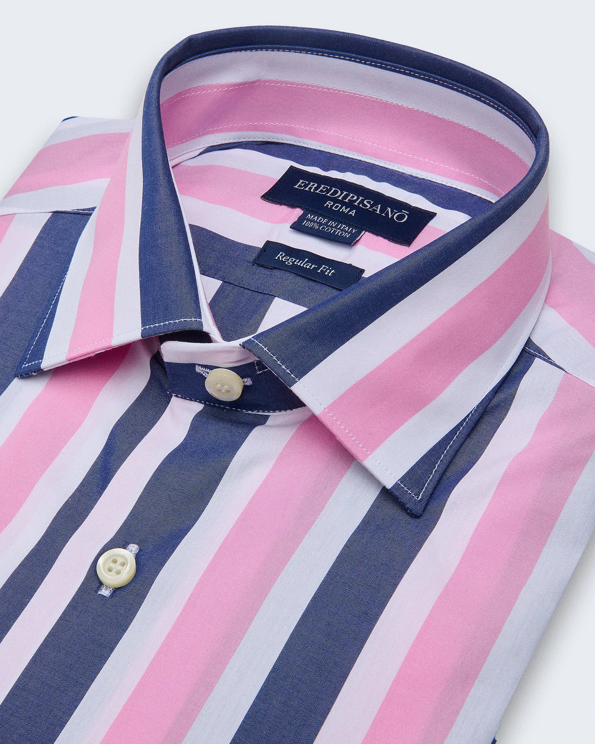 Multicolor  Striped Regular Fit Shirt with Cutaway Collar