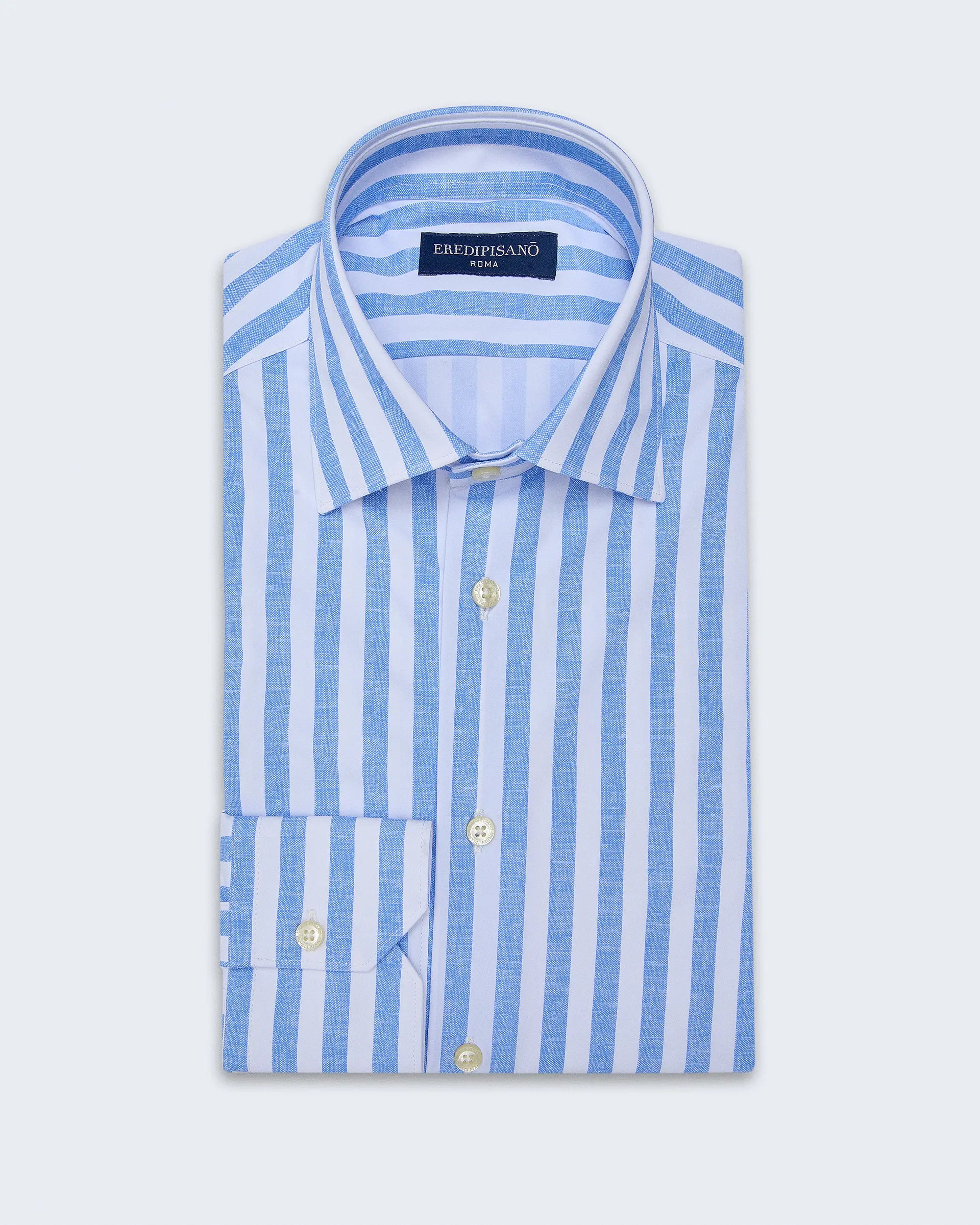 Light Blue Striped Easy Iron Comfort Fit with Cutaway Collar Shirt