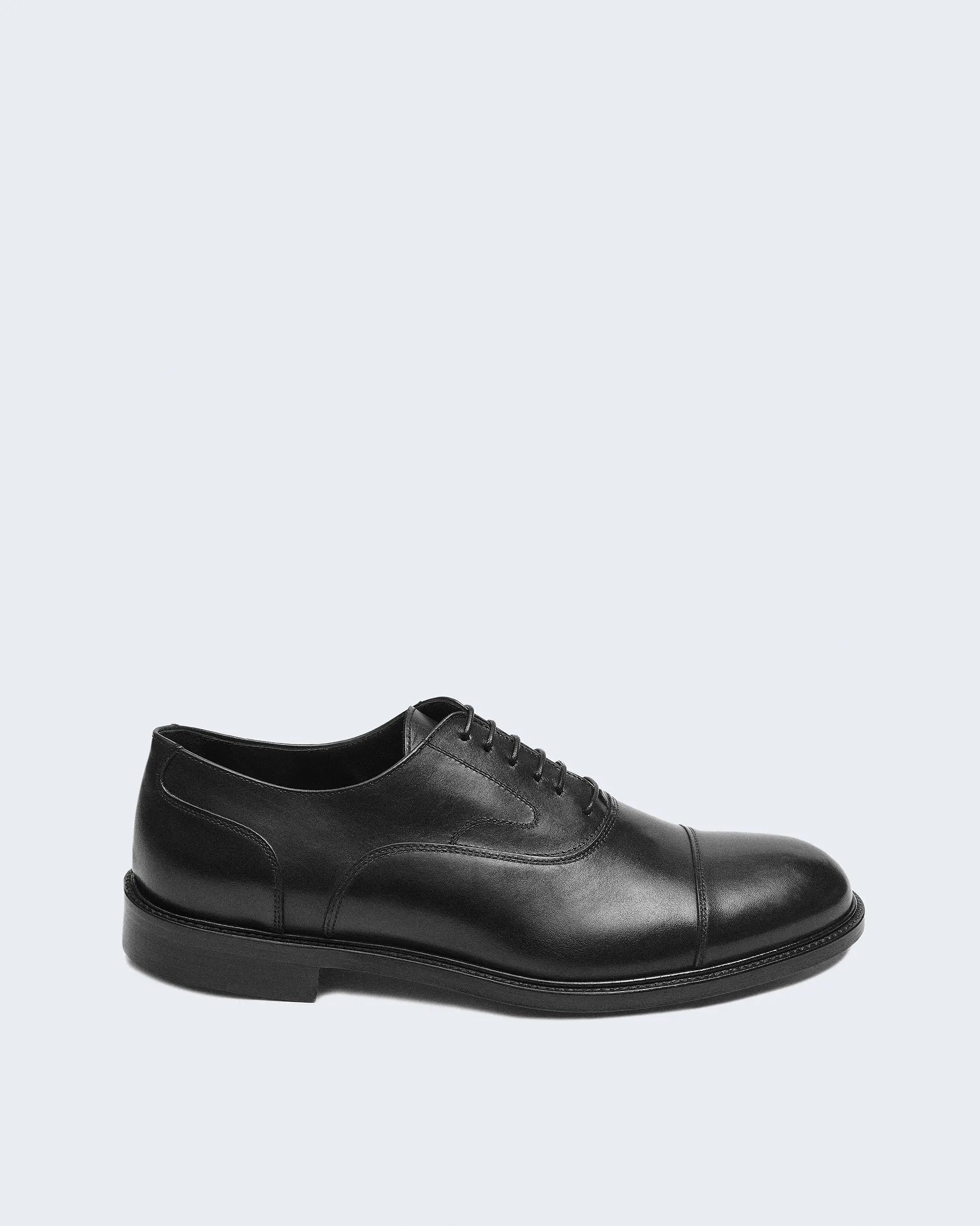 Black Oxford Leather Lace-Up