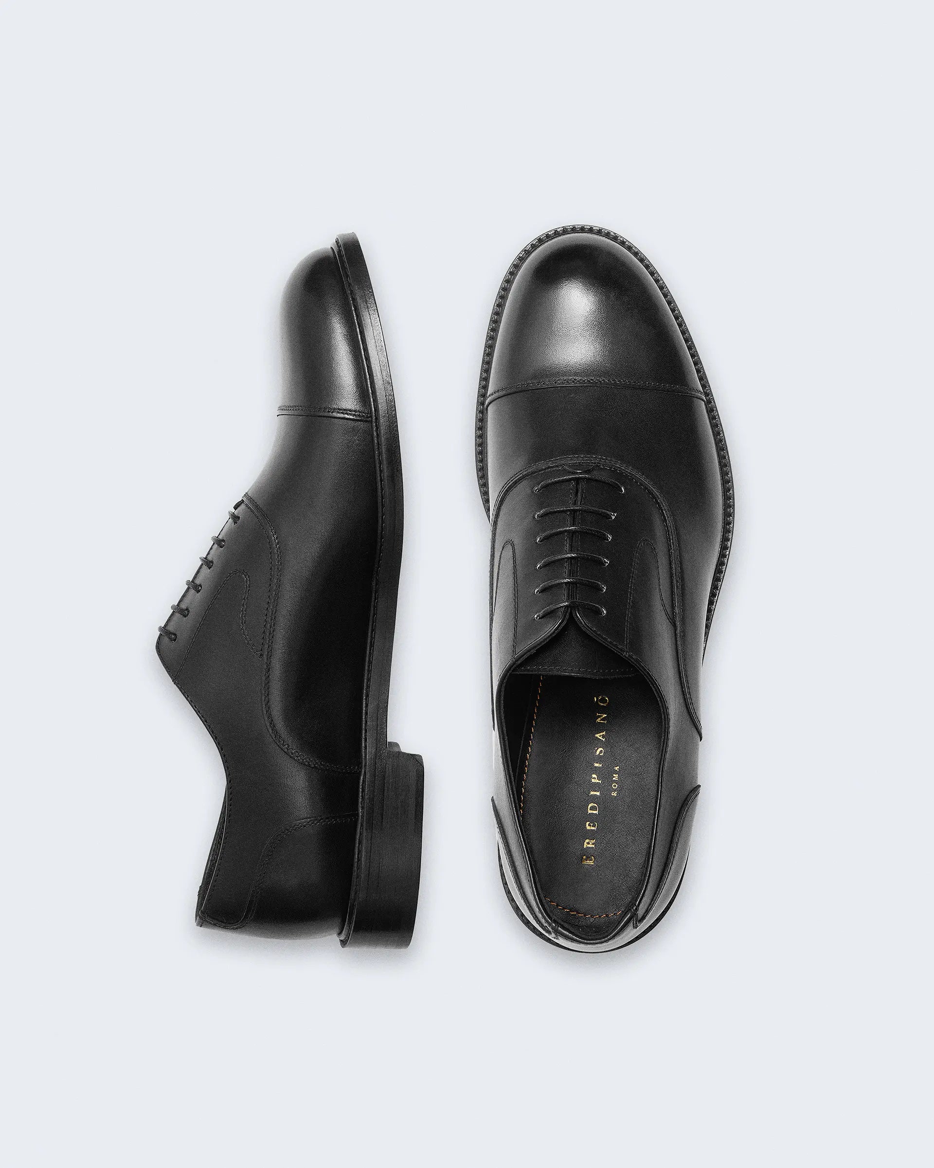 Black Oxford Leather Lace-Up