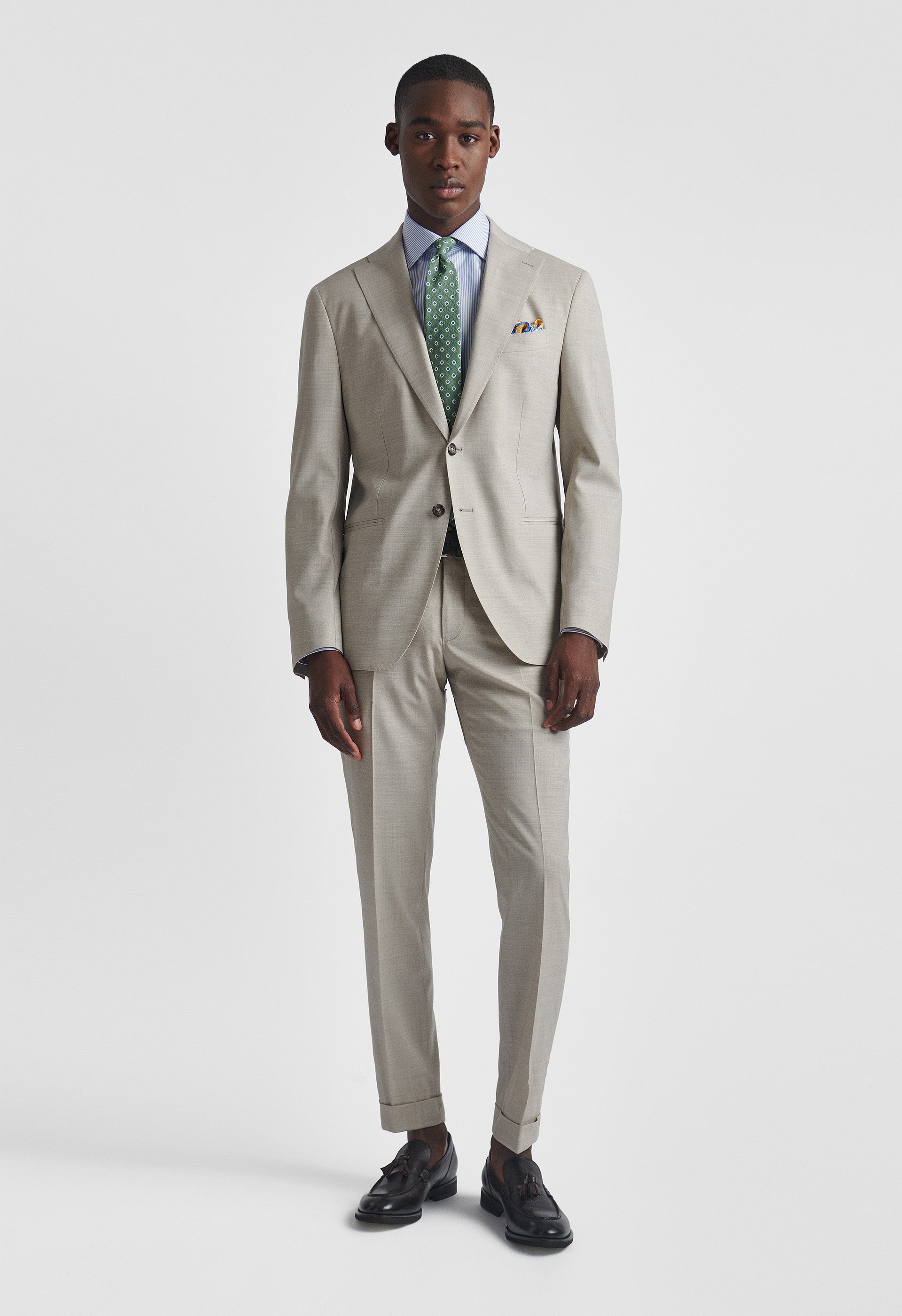 Beige Wool and Silk Suits- Loro Piana Mooving Fabric