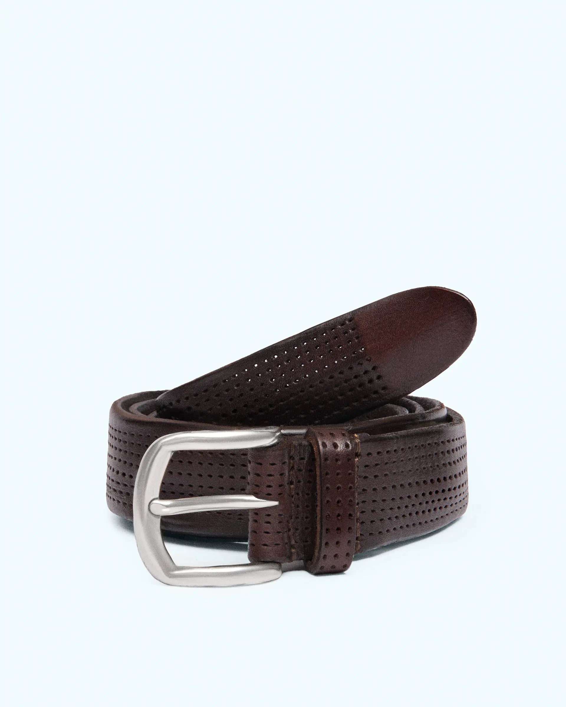 Brown perforated cowhide belt