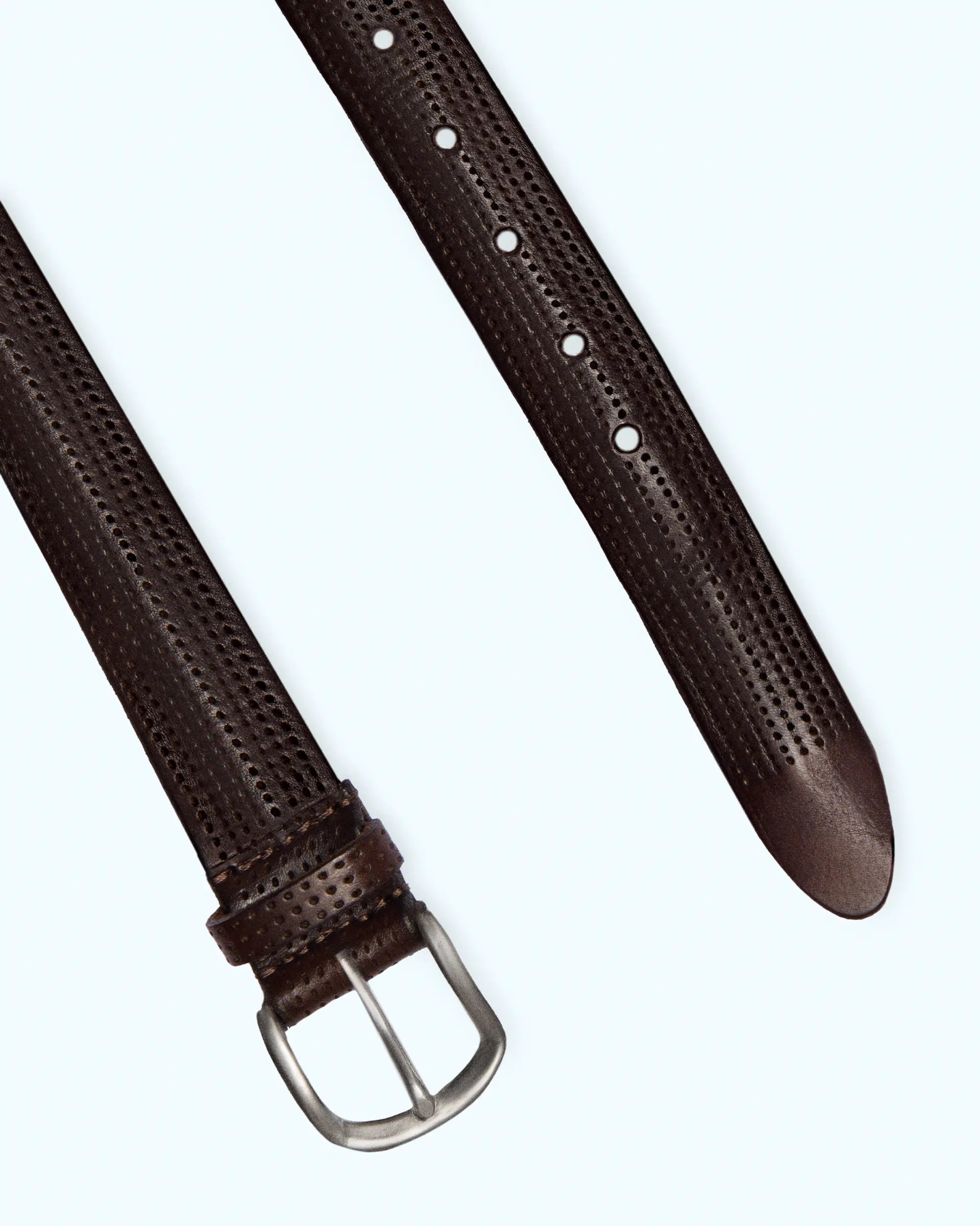 Brown perforated cowhide belt