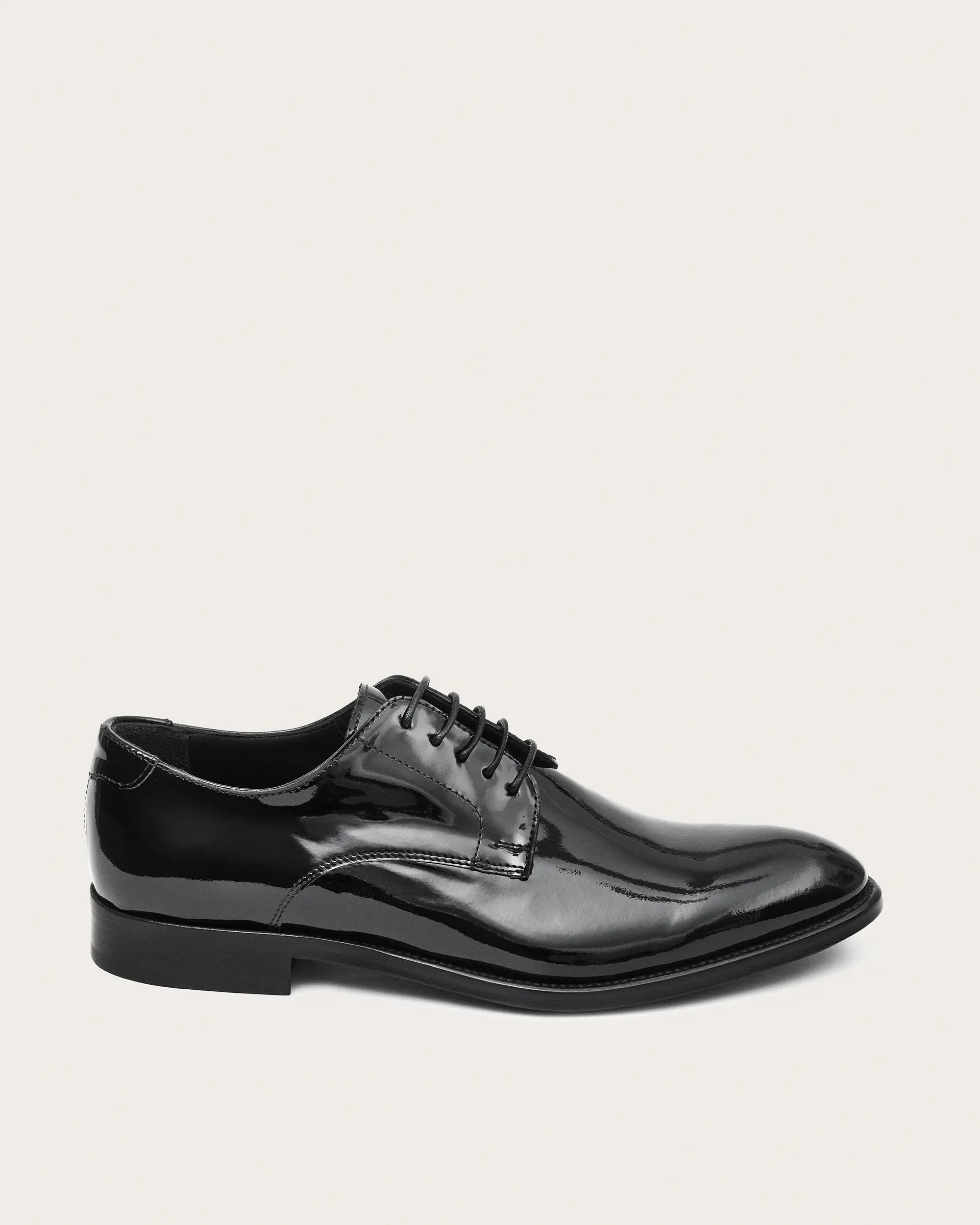 Black Leather Patent Derby