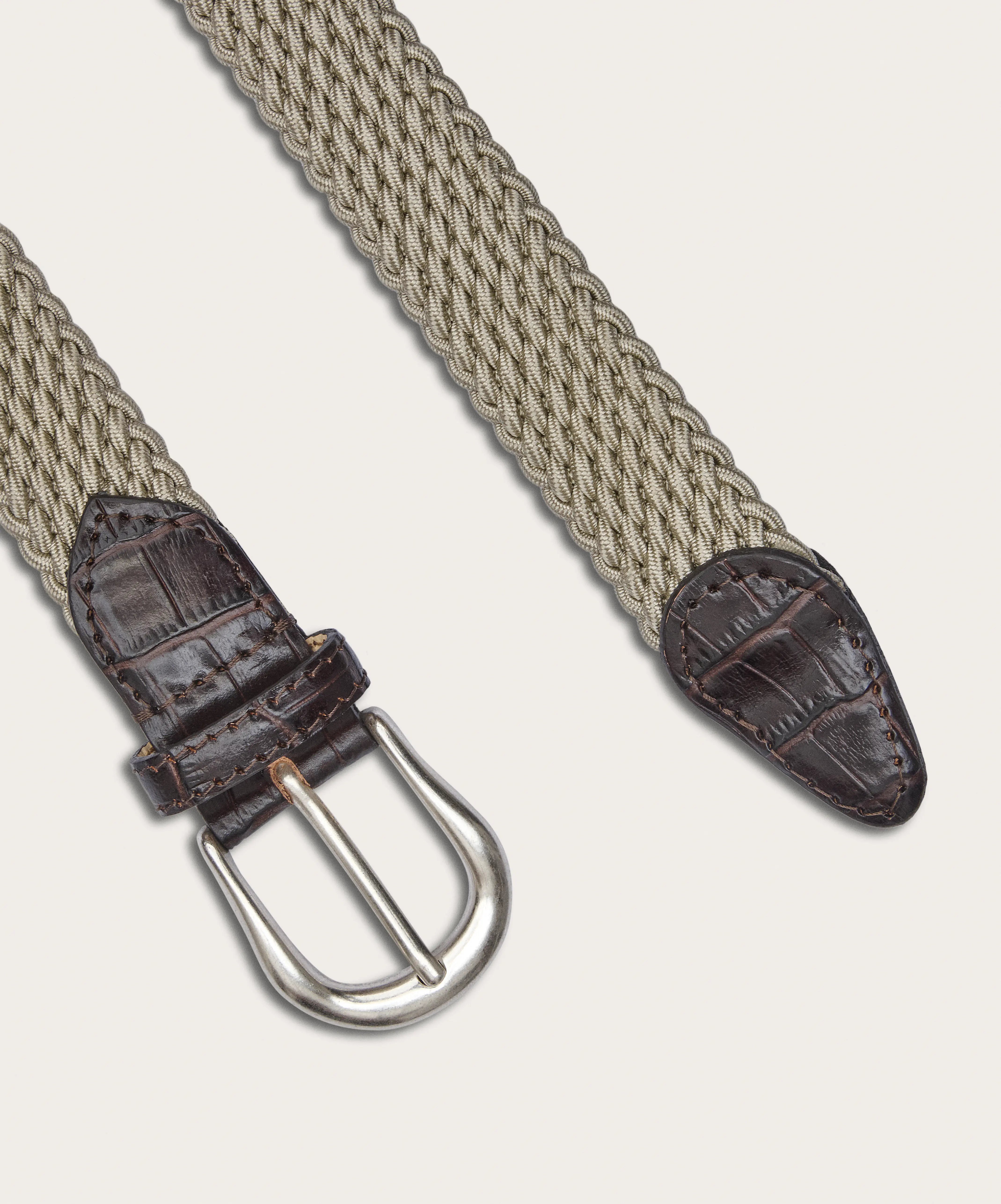Beige braided leather with tip Belt