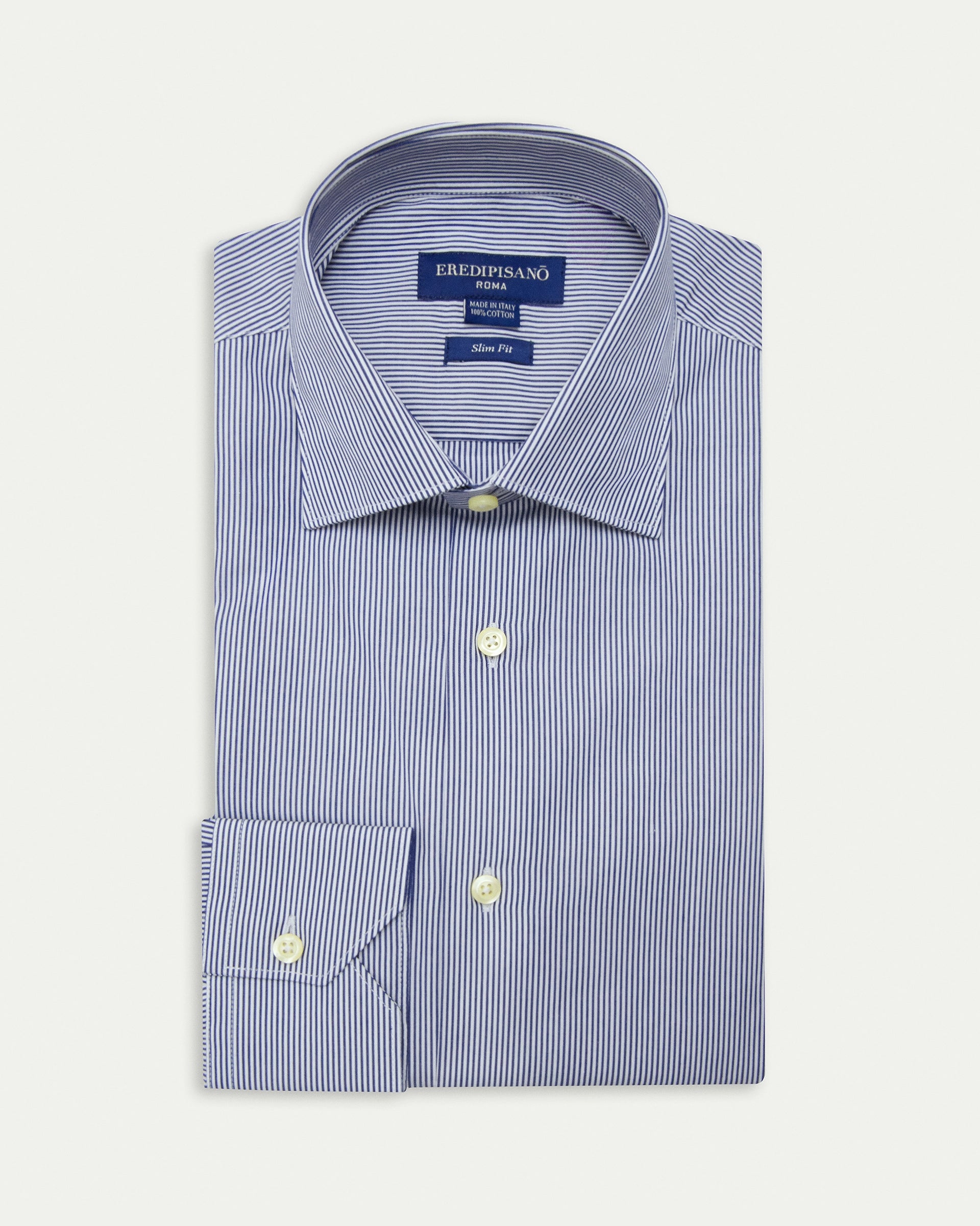 Blue Micro Striped Cotton Slim Fit Shirt