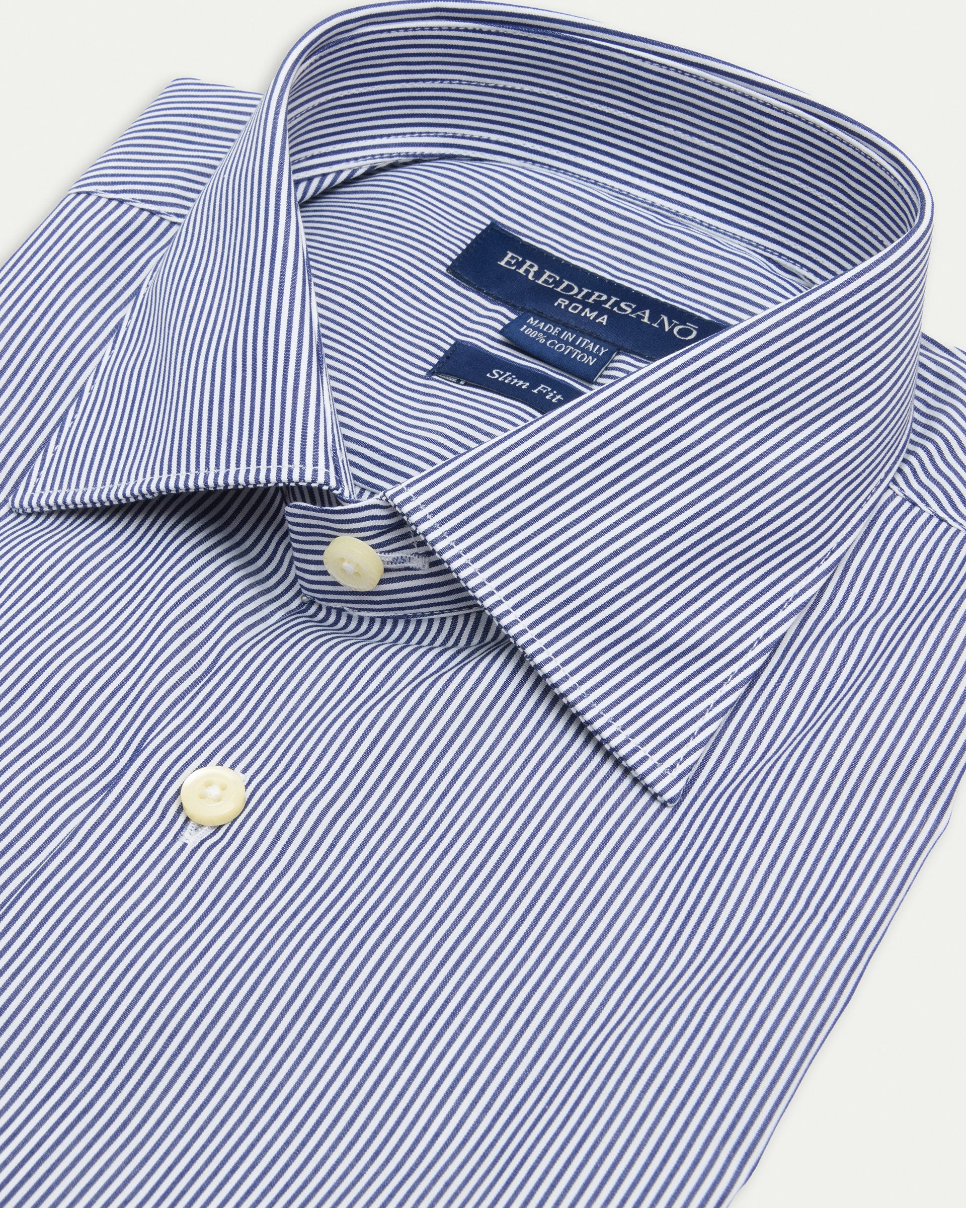 Blue Micro Striped Cotton Slim Fit Shirt