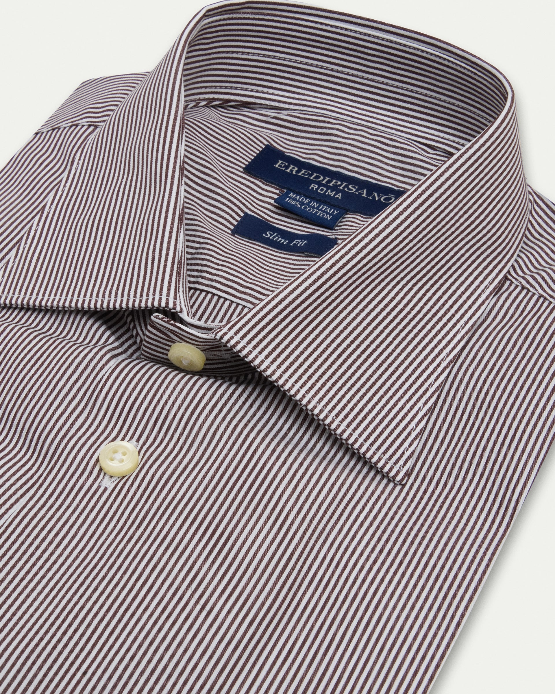 Brown Micro Striped Cotton Slim Fit Shirt