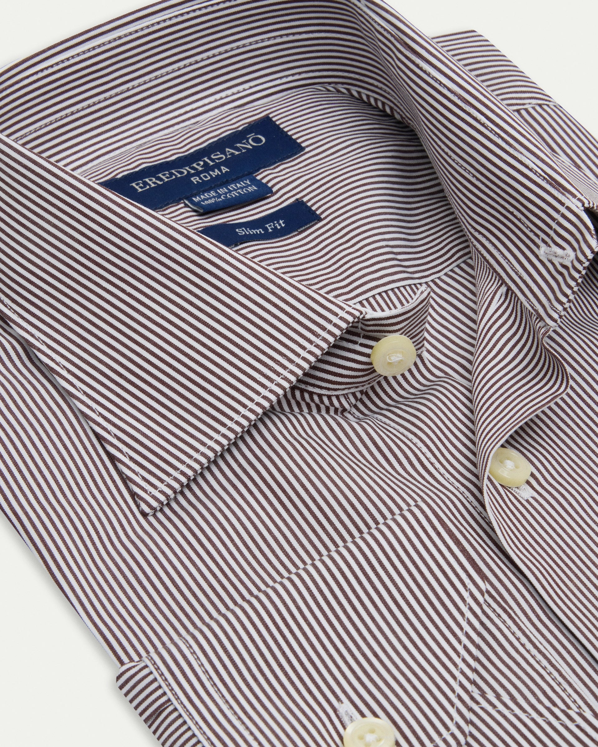 Brown Micro Striped Cotton Slim Fit Shirt