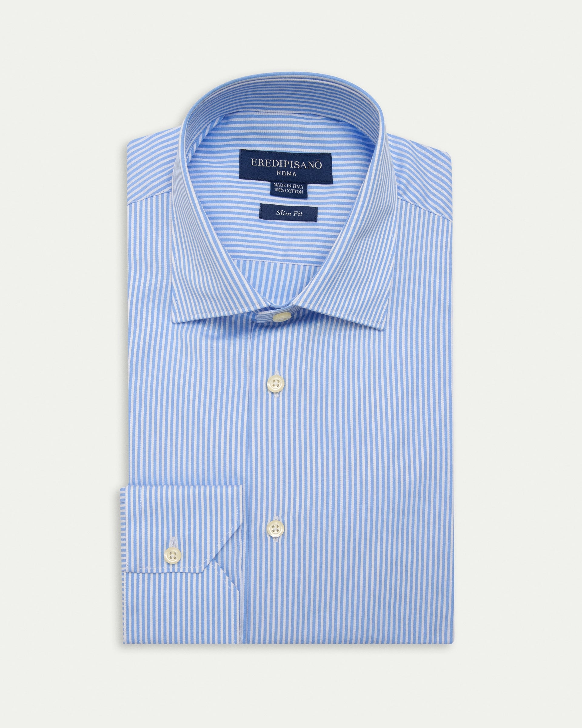 Light Blue Multi Striped Cotton Slim Fit Shirt