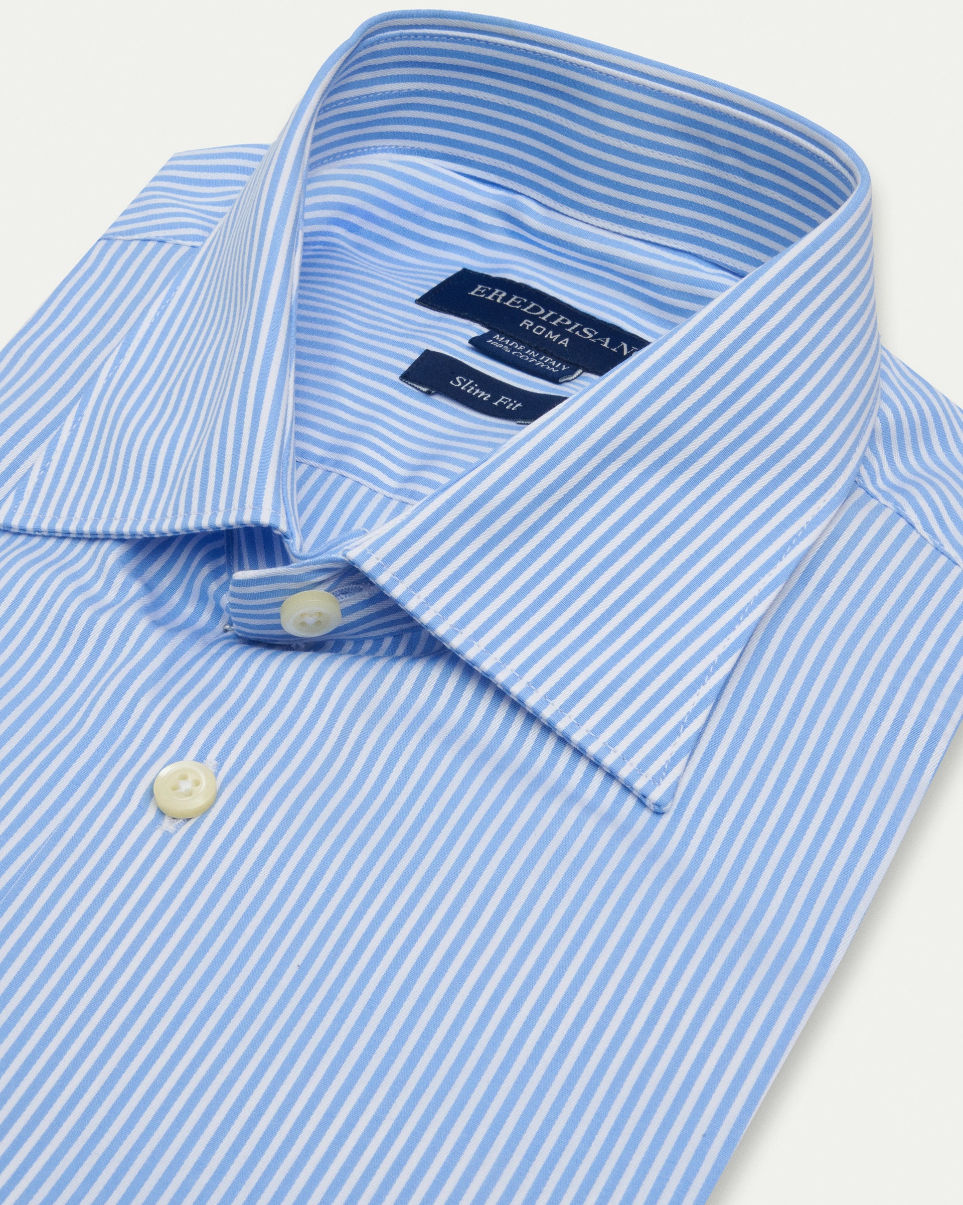 Light Blue Multi Striped Cotton Slim Fit Shirt