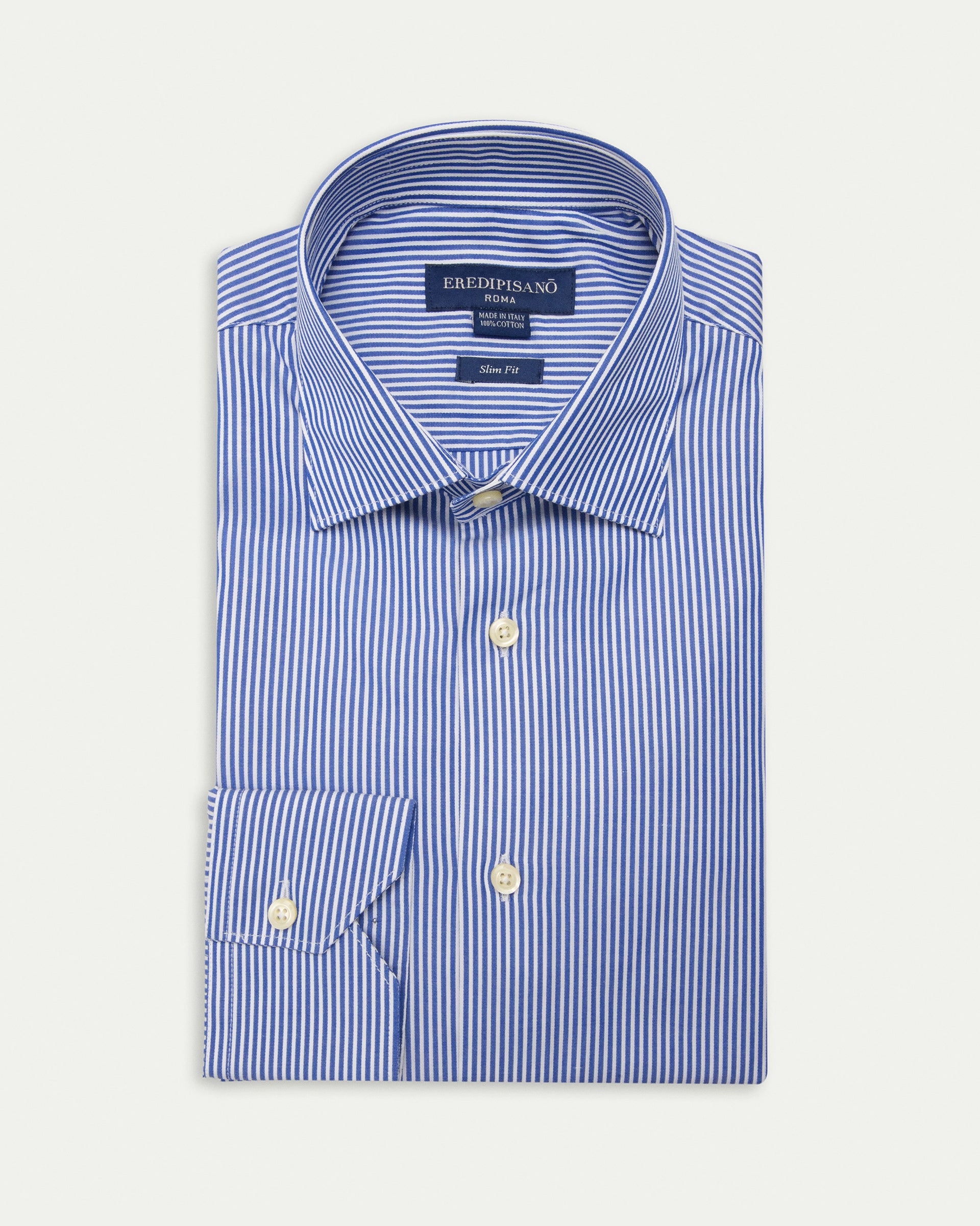 Blue Multi Striped Cotton Slim Fit Shirt