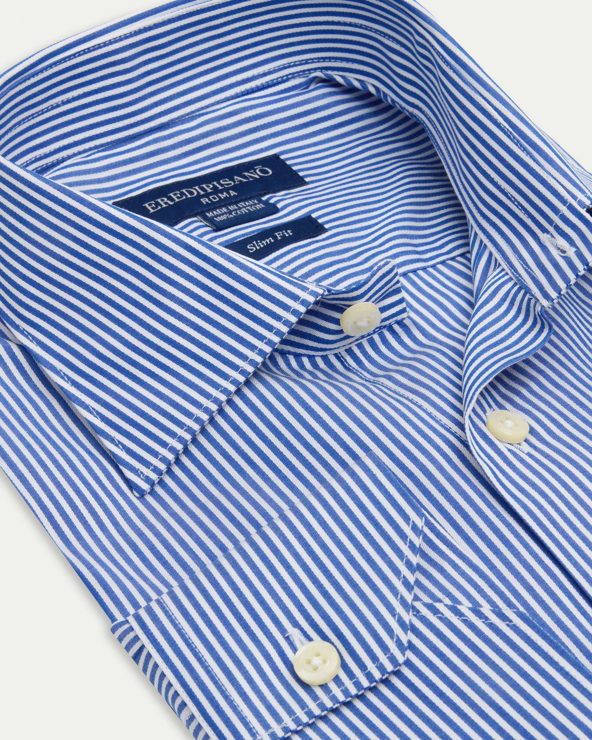 Blue Multi Striped Cotton Slim Fit Shirt