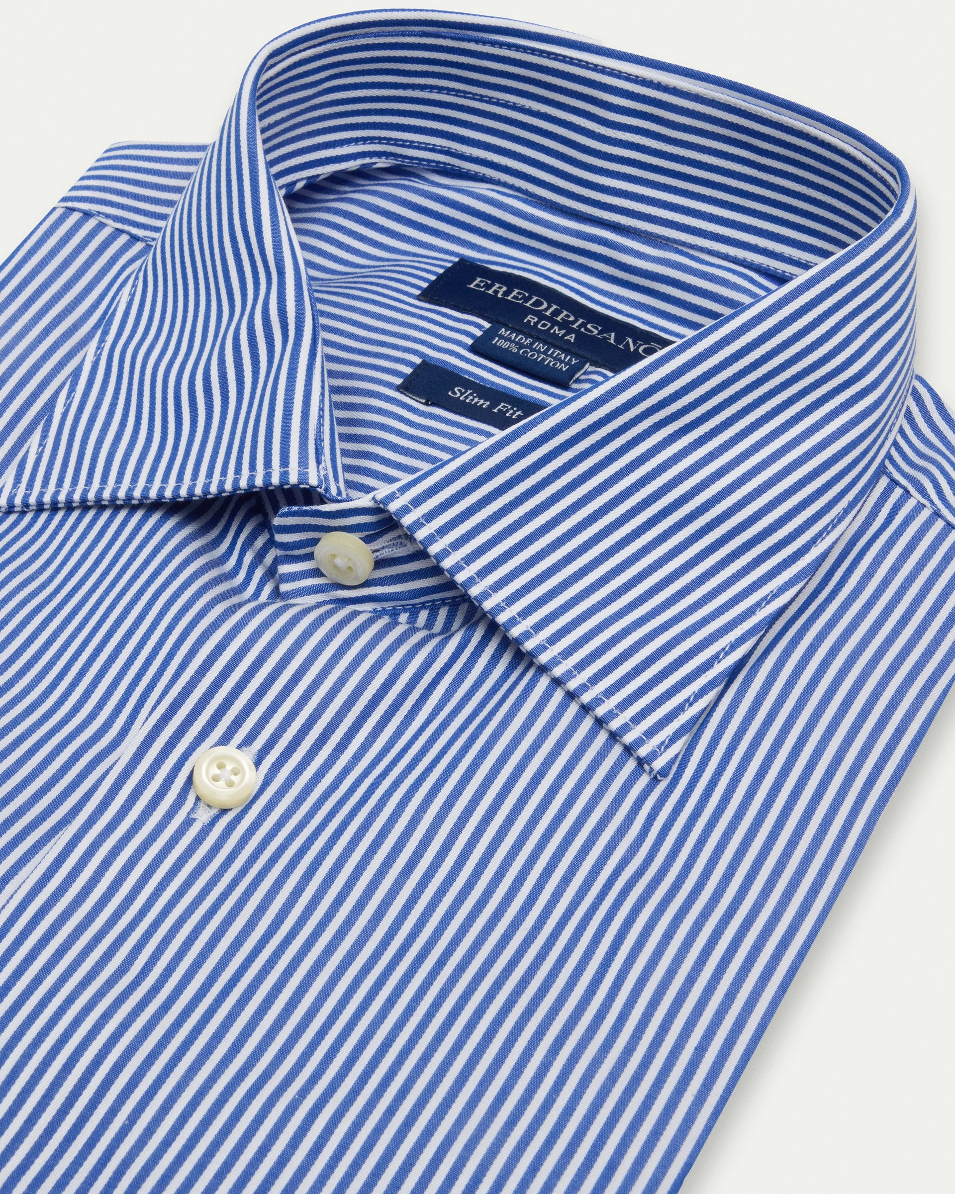 Blue Multi Striped Cotton Slim Fit Shirt