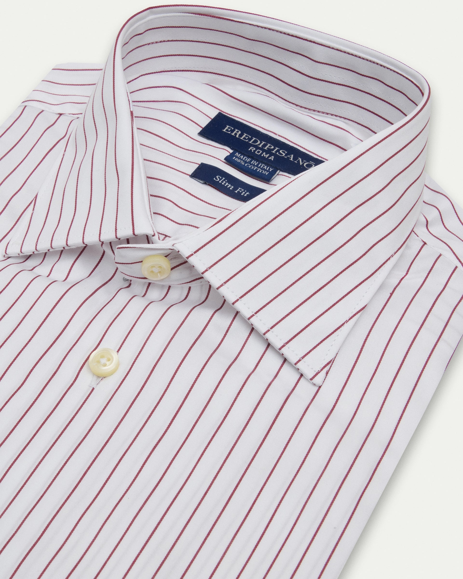 Burgundy Striped Cotton Slim Fit Shirt