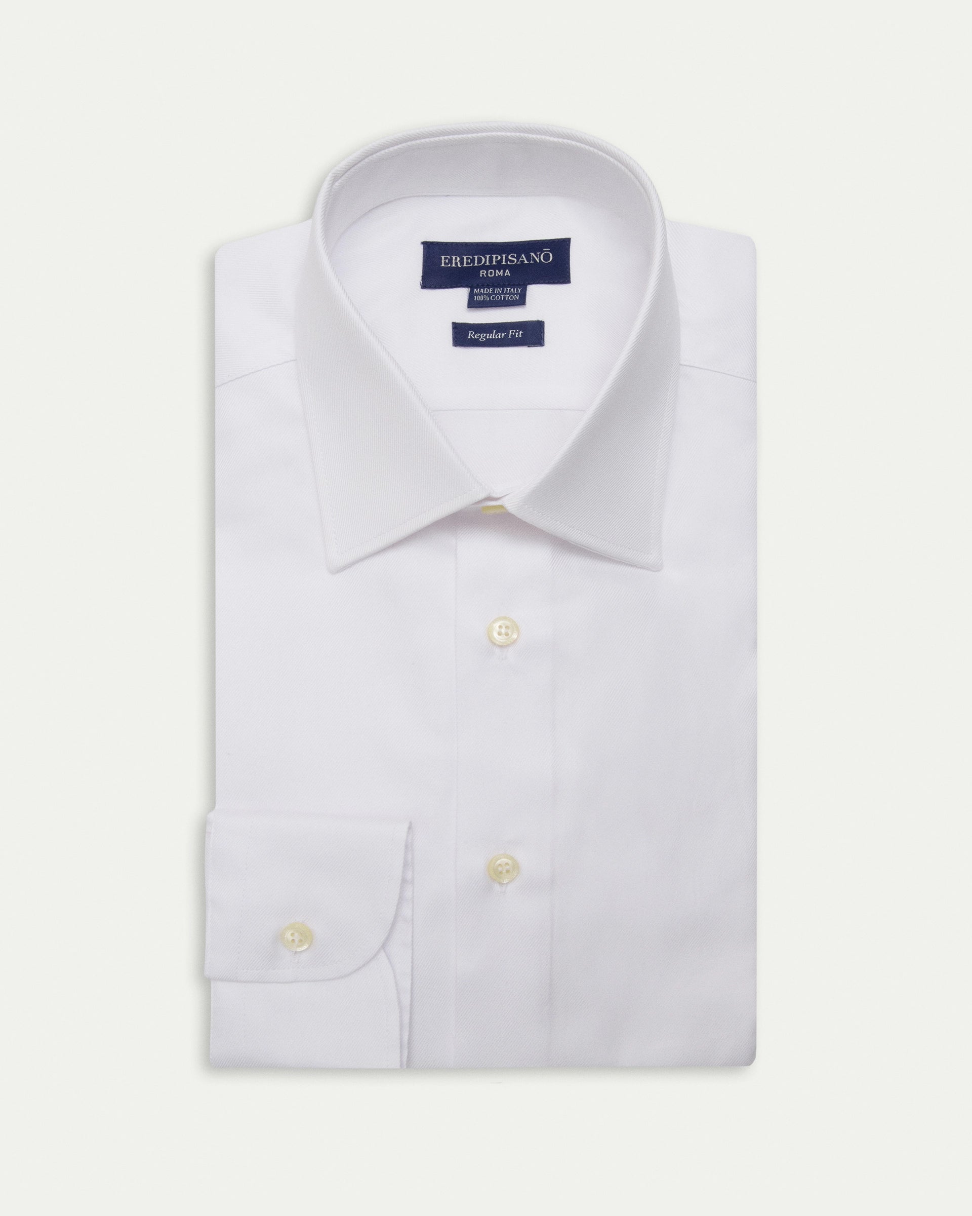 White Twill Cotton Regular Fit Shirt