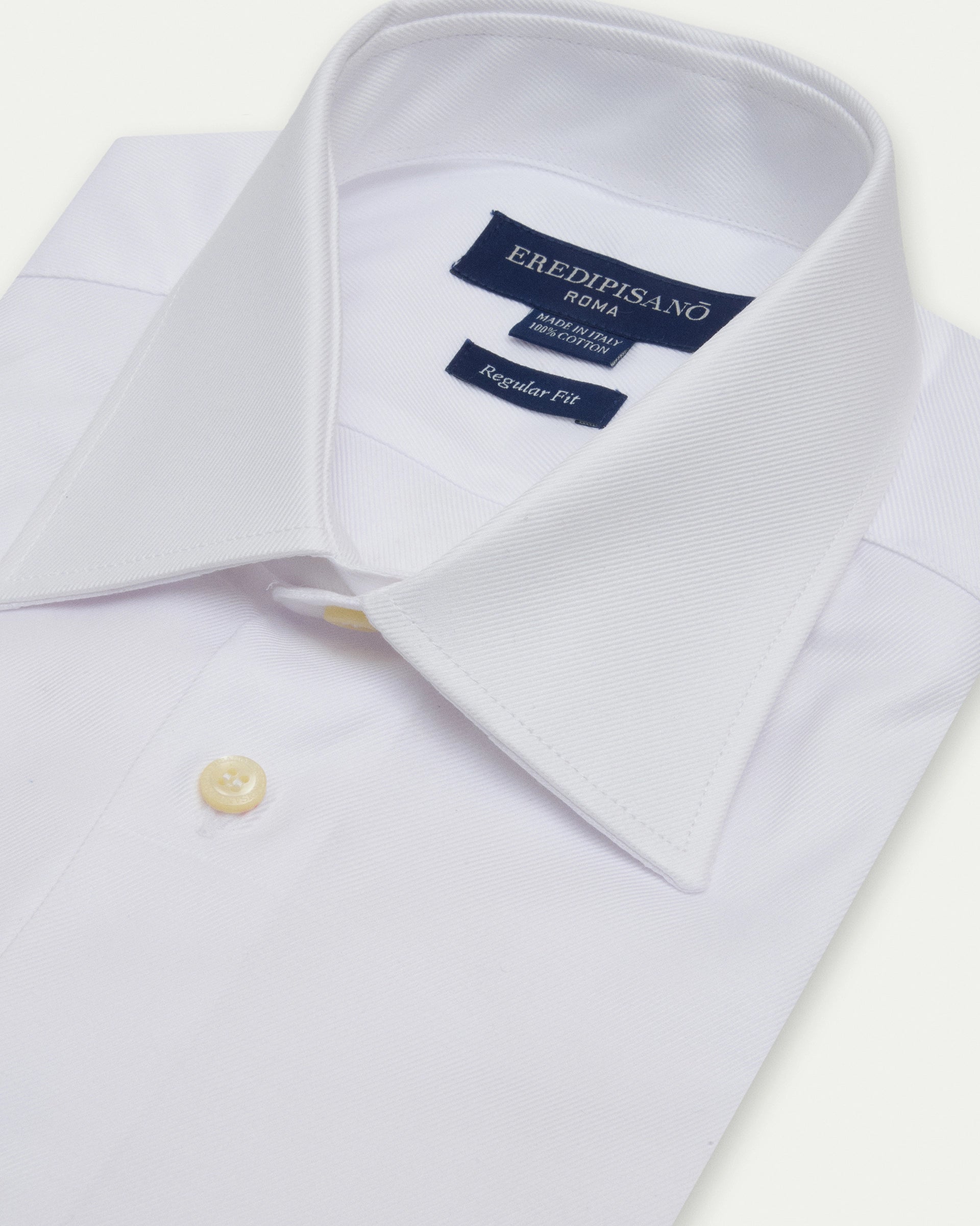 White Twill Cotton Regular Fit Shirt