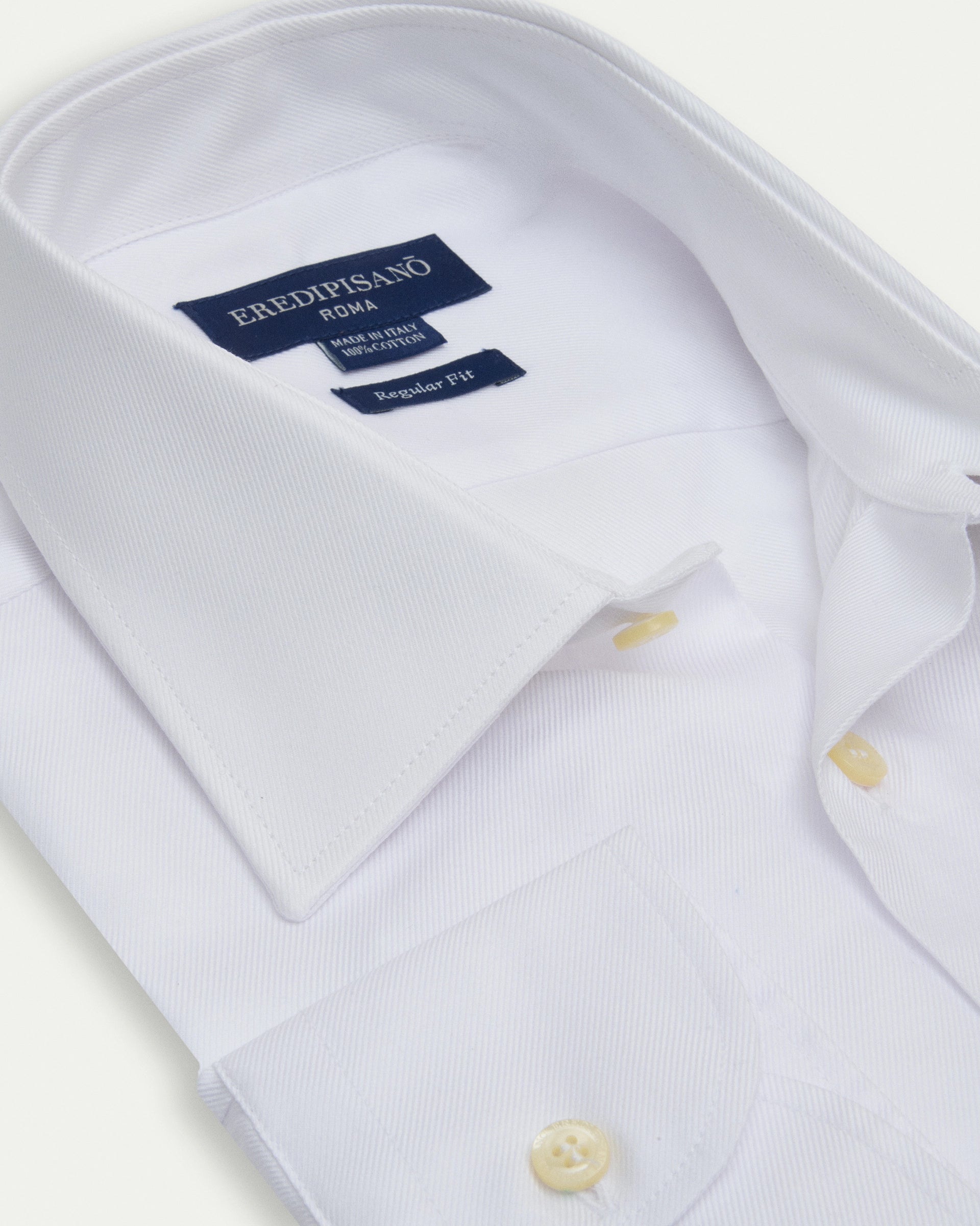 White Twill Cotton Regular Fit Shirt