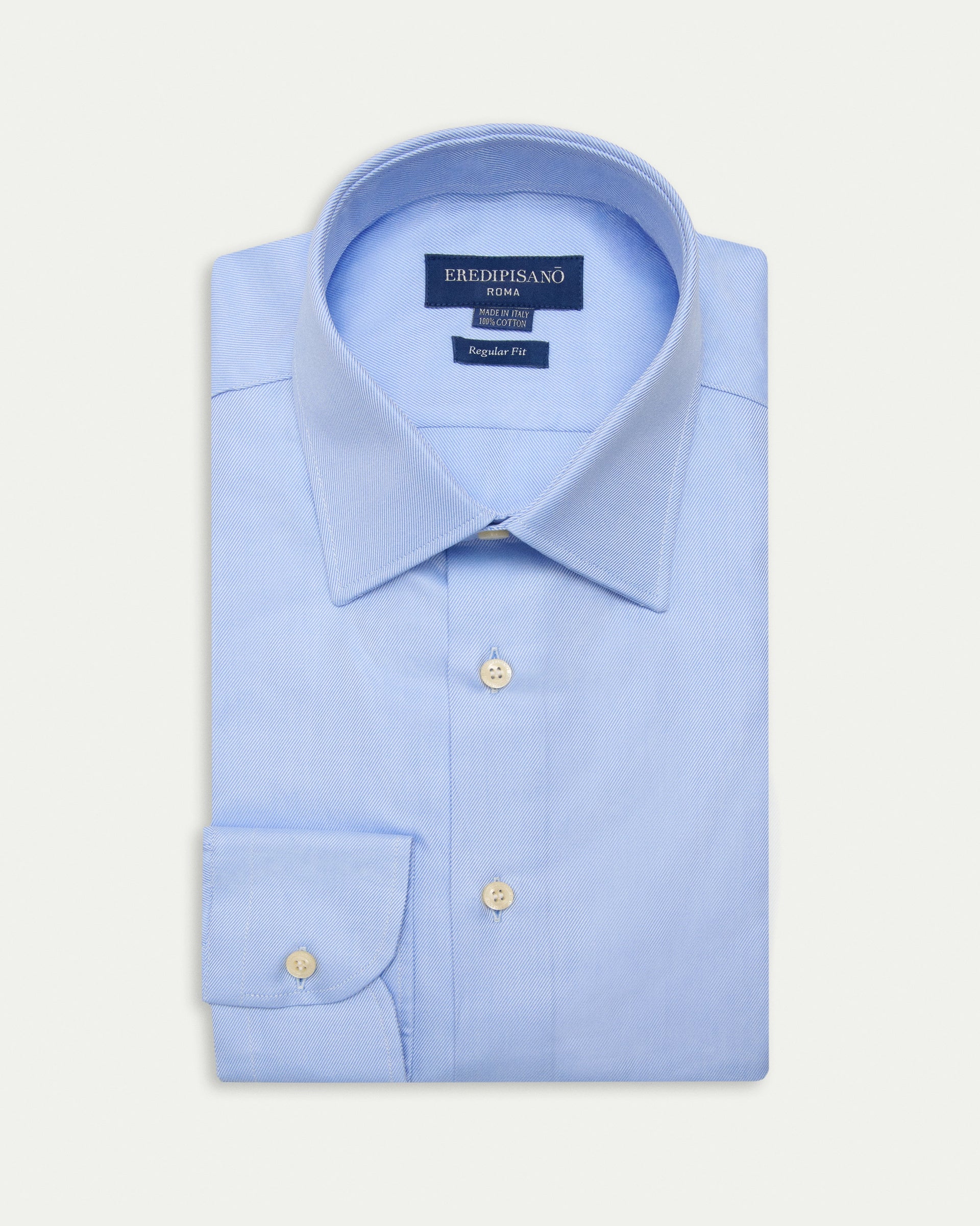 Light Blue Twill Cotton Regular Fit Shirt