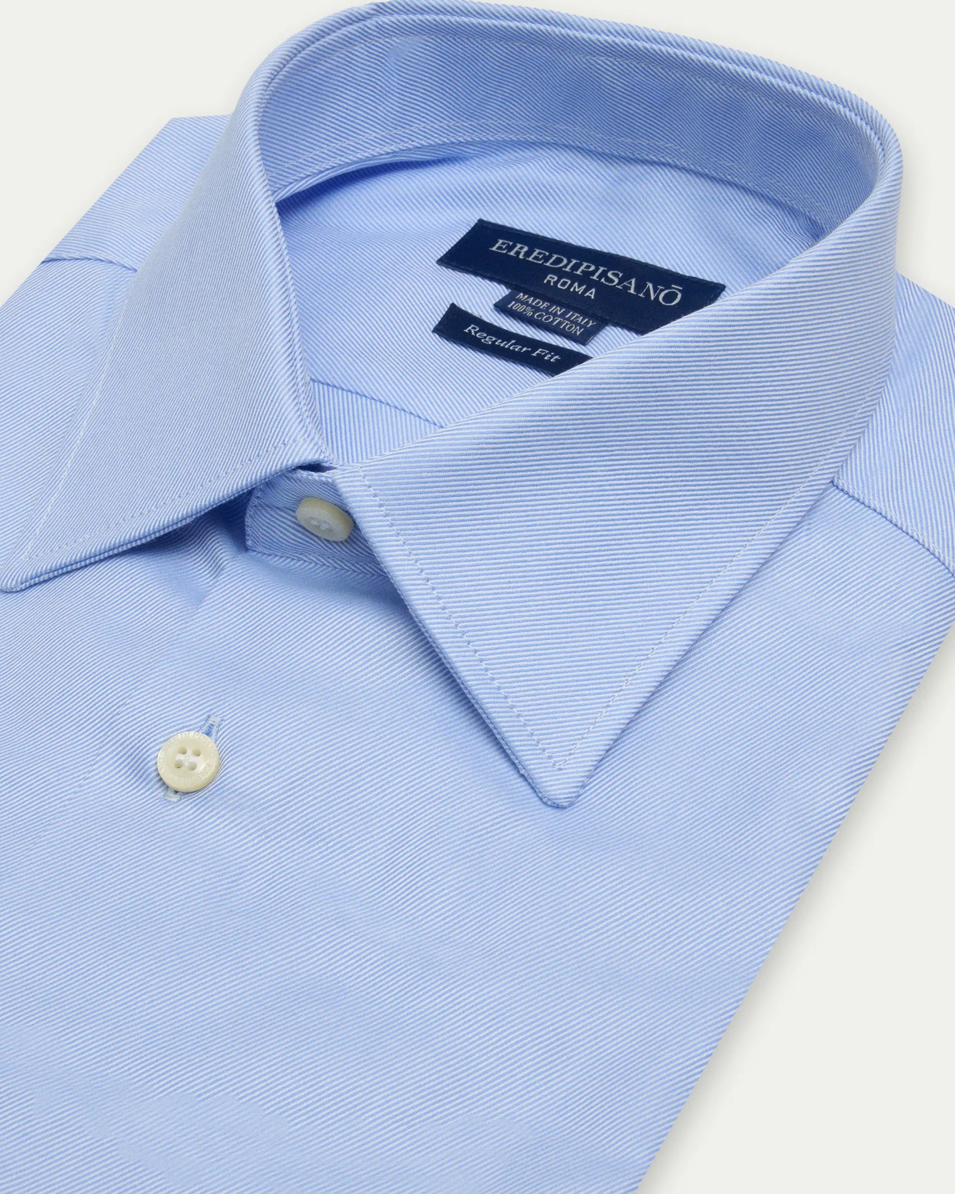 Light Blue Twill Cotton Regular Fit Shirt