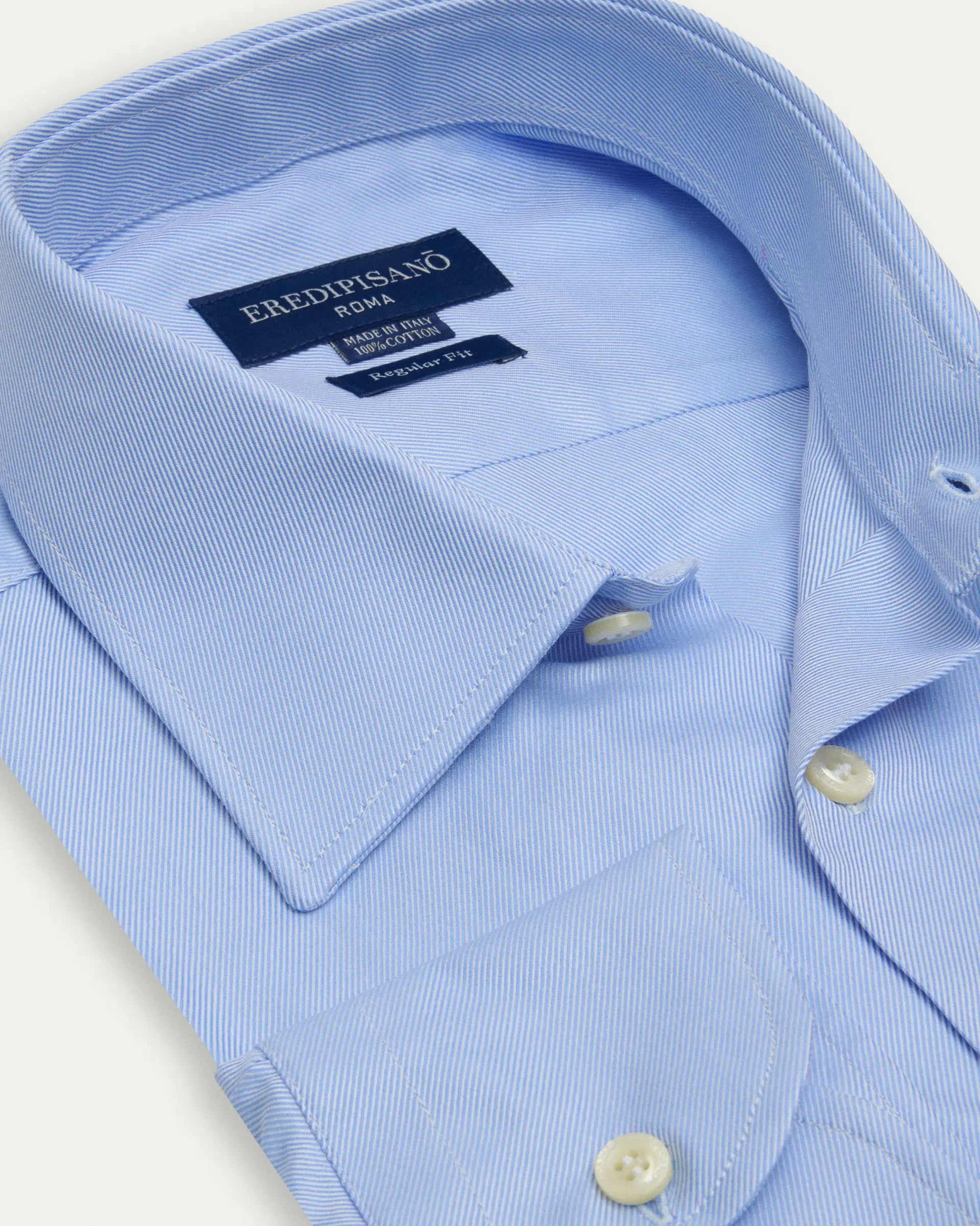 Light Blue Twill Cotton Regular Fit Shirt