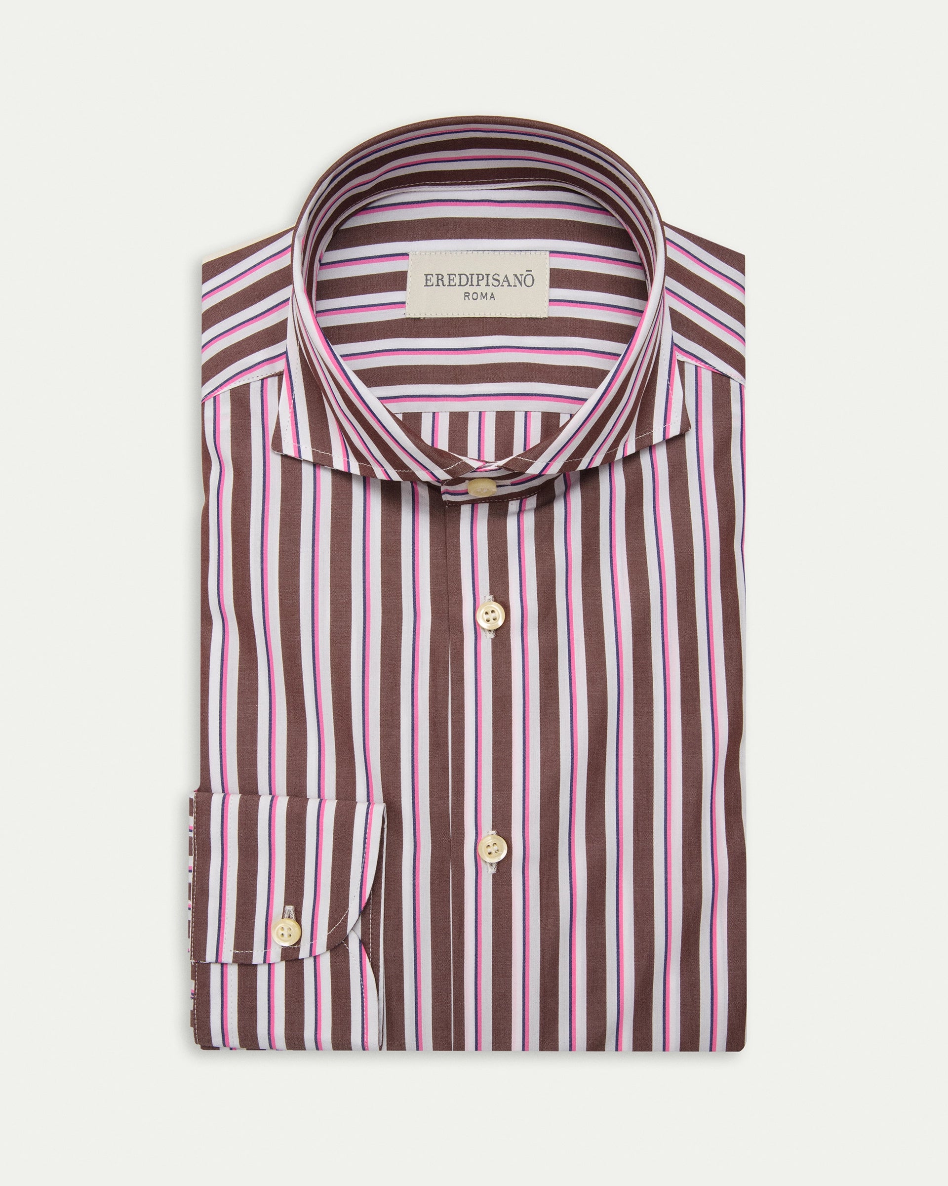 Brown Striped Cotton Regular Fit Shirt
