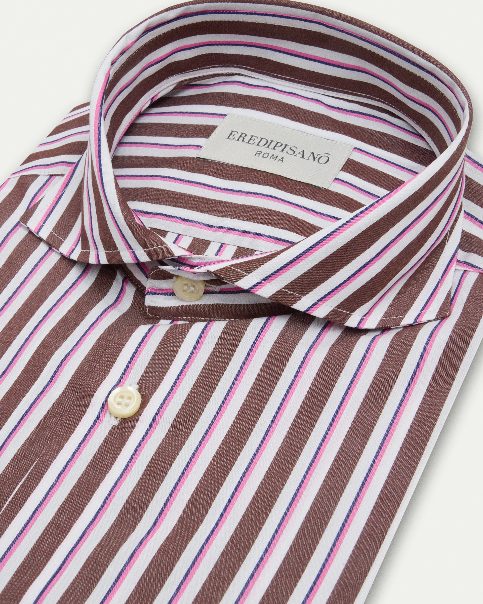 Brown Striped Cotton Regular Fit Shirt