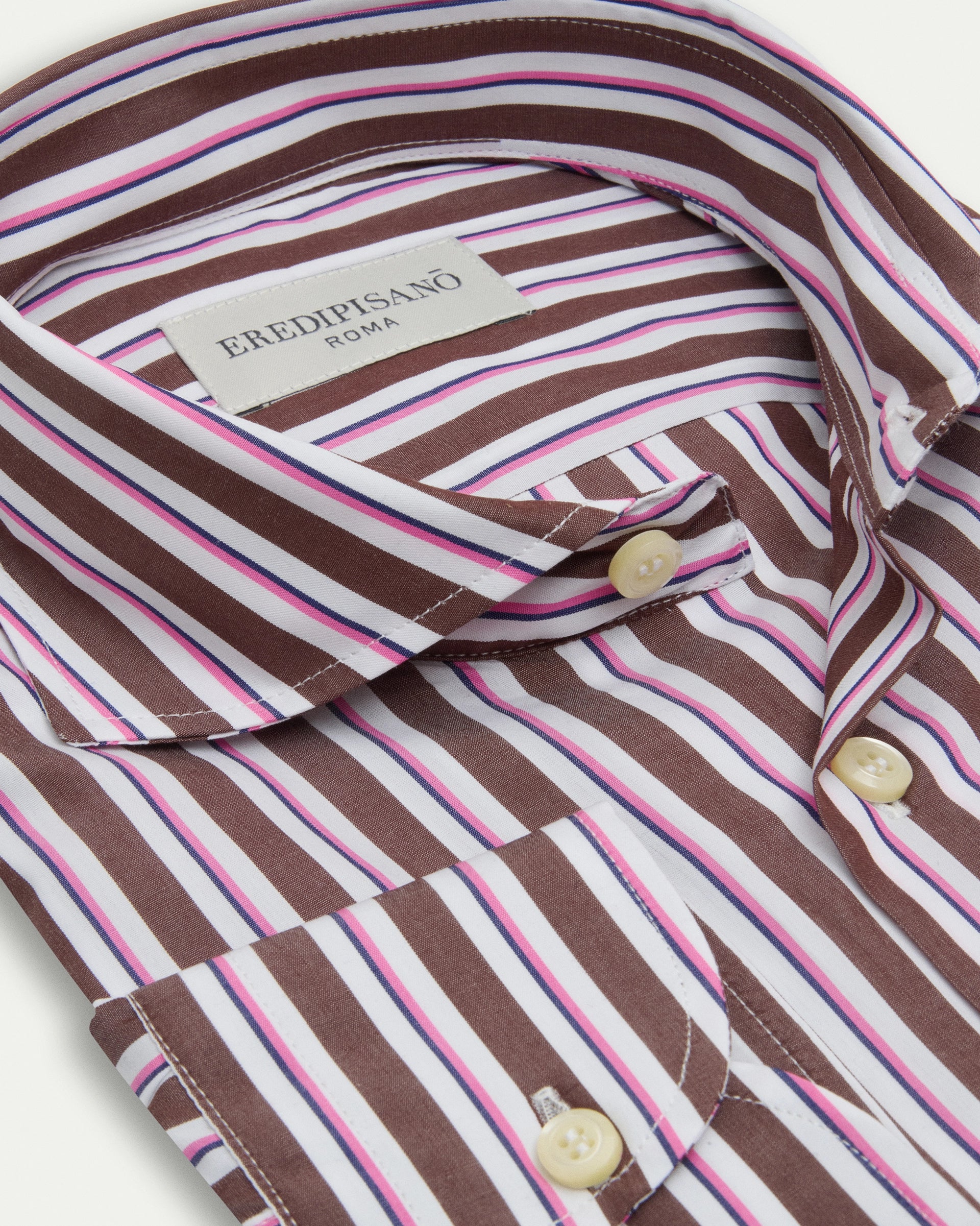 Brown Striped Cotton Regular Fit Shirt