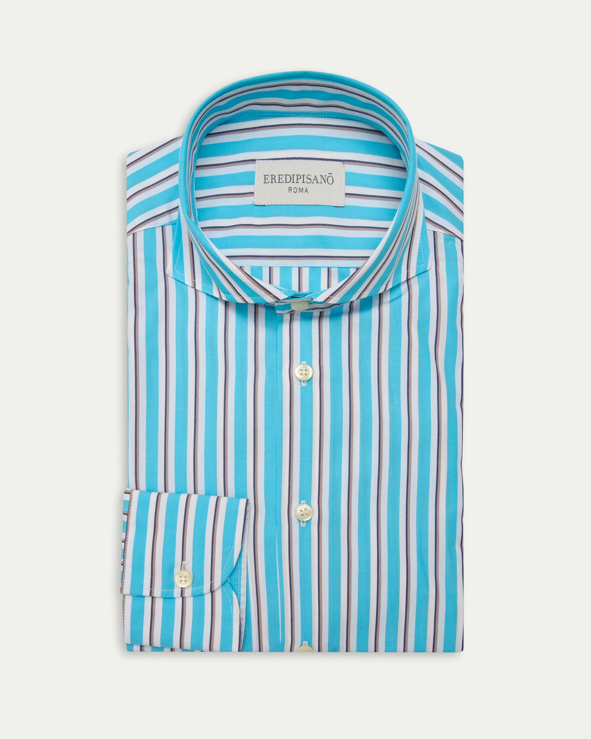 Sky Blue  Striped Cotton Regular Fit Shirt