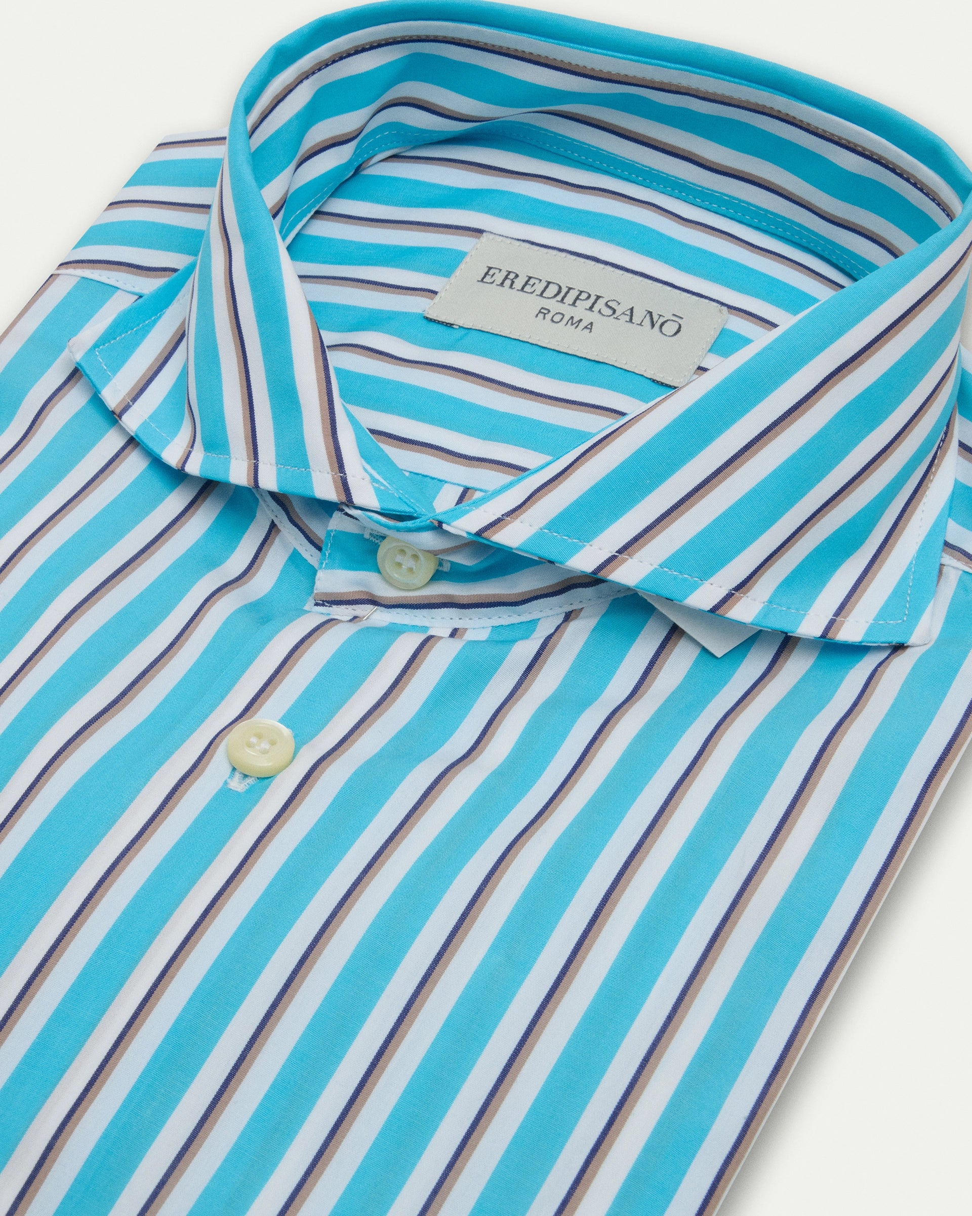 Sky Blue  Striped Cotton Regular Fit Shirt