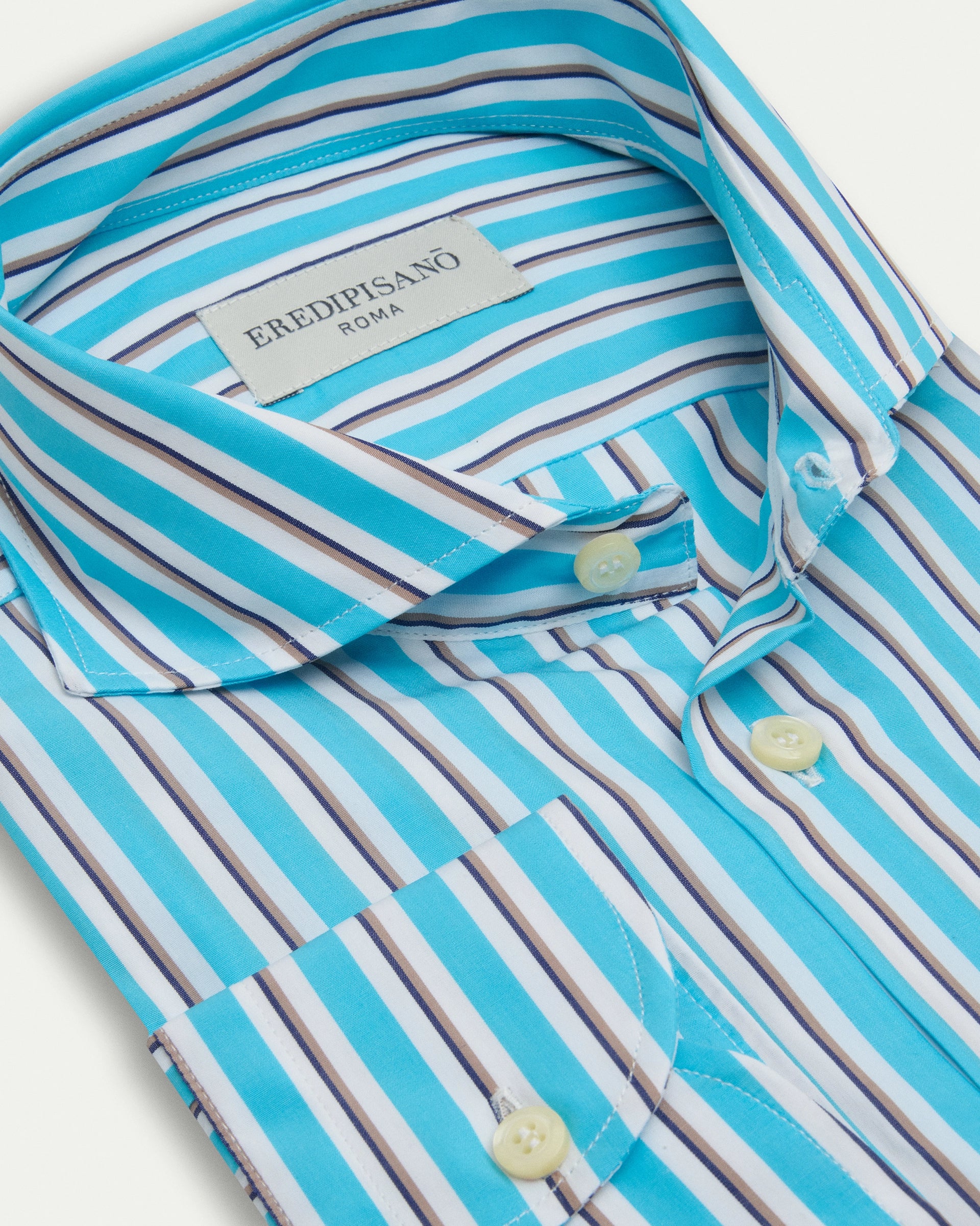 Sky Blue  Striped Cotton Regular Fit Shirt
