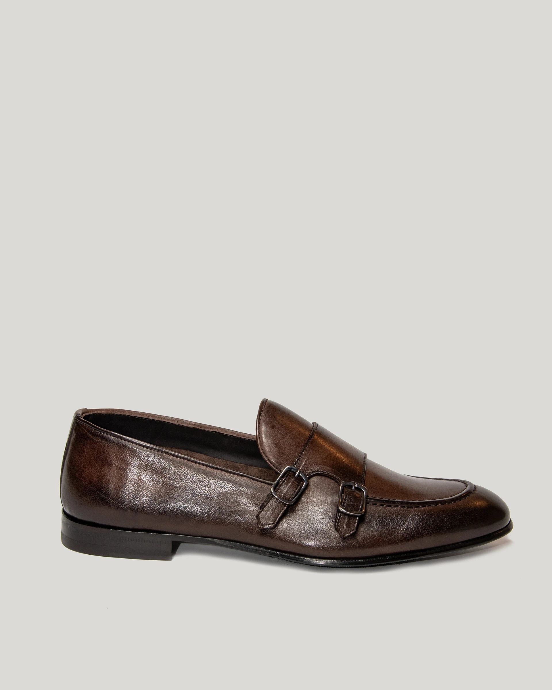 Monkstrap brown head in antiqued calf