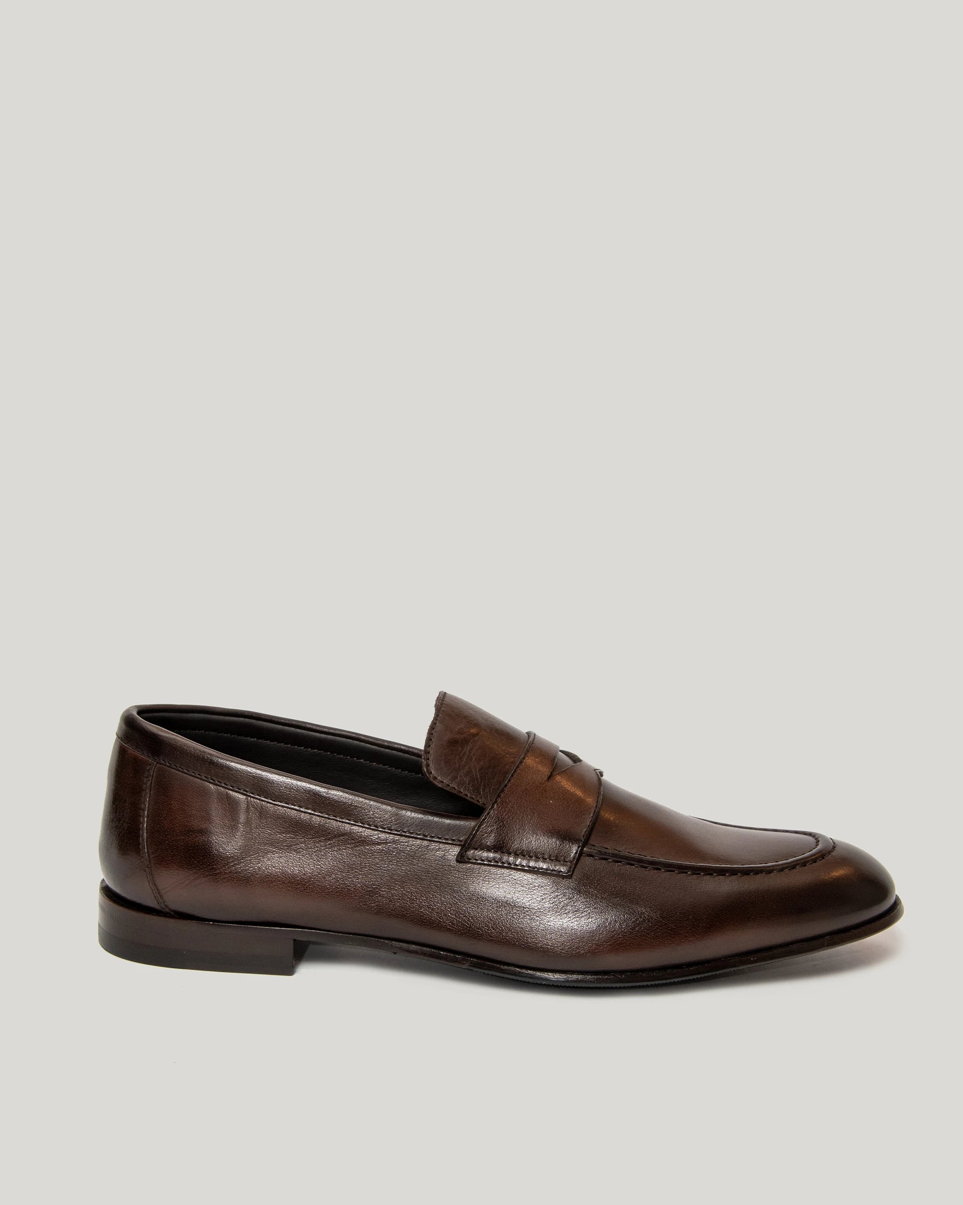 Mocassino brown head in antiqued calfskin