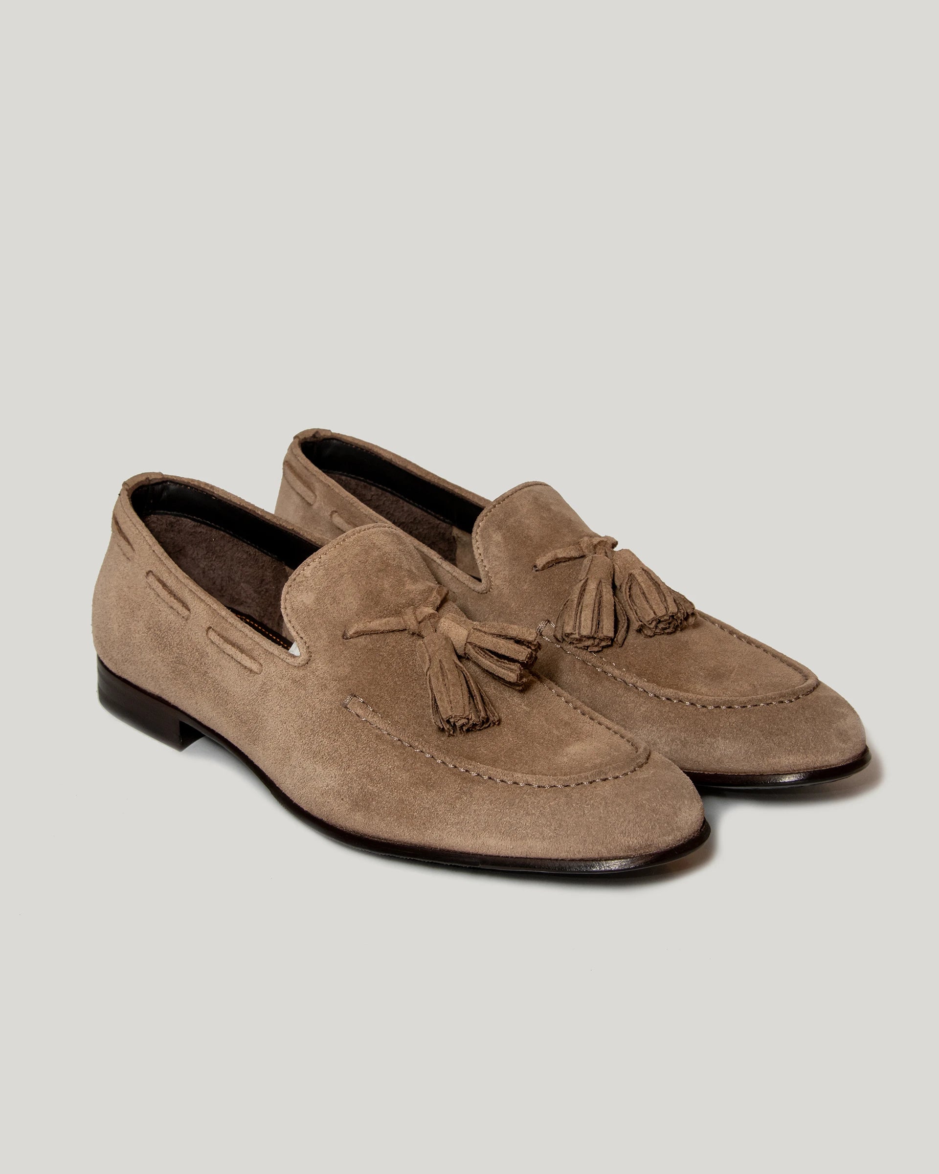 Taupe moccasin with suede tassels