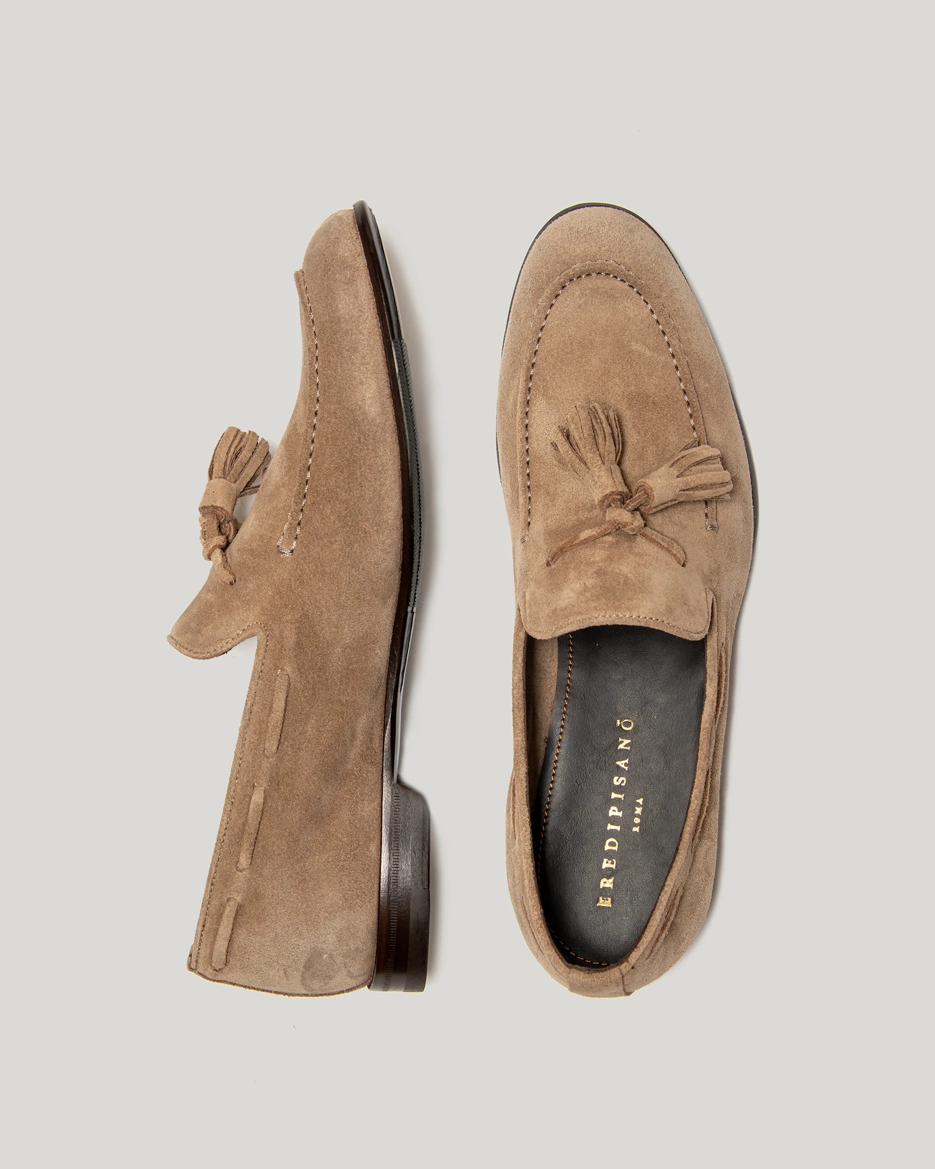 Taupe moccasin with suede tassels
