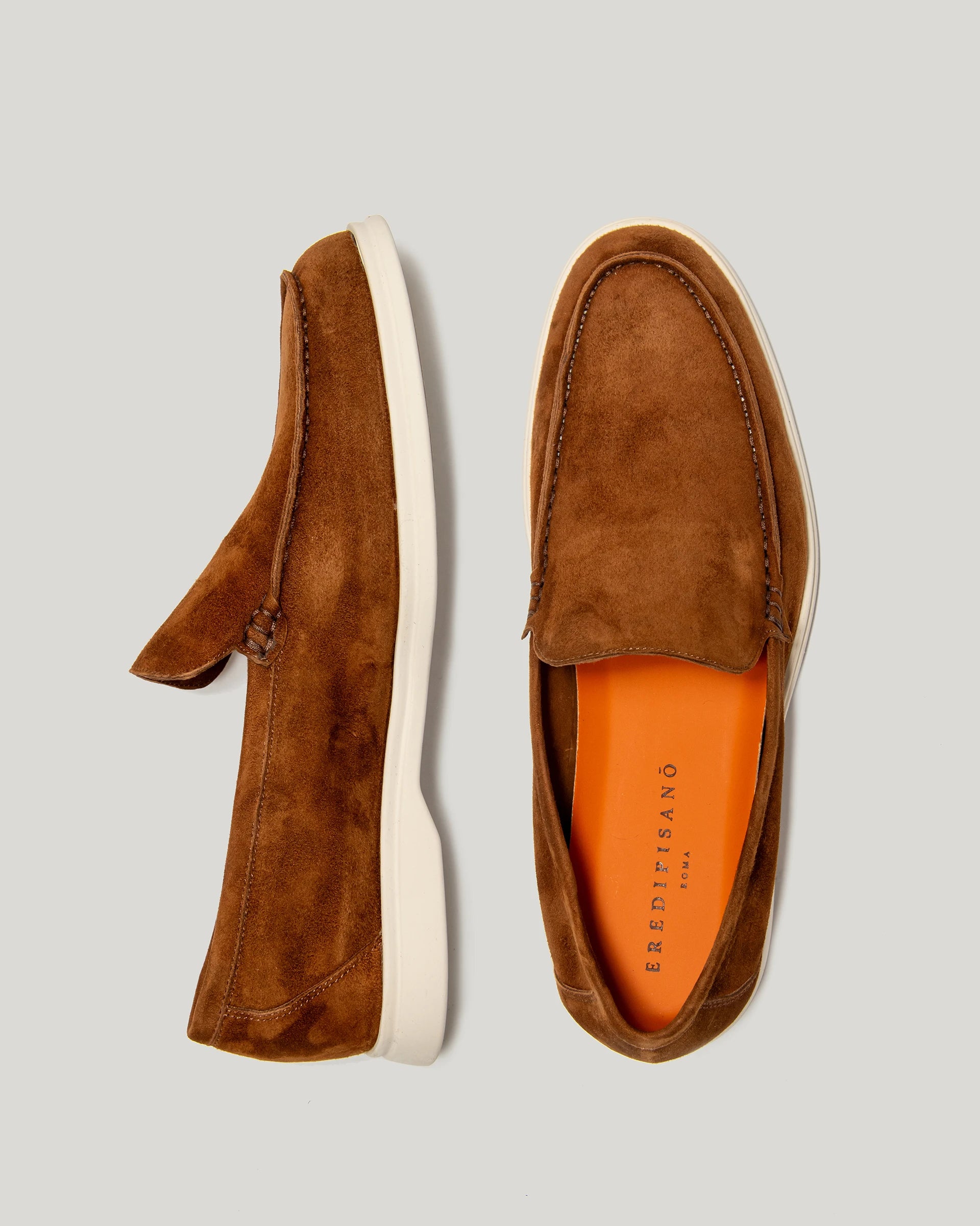Brandy boat moccasin in light suede