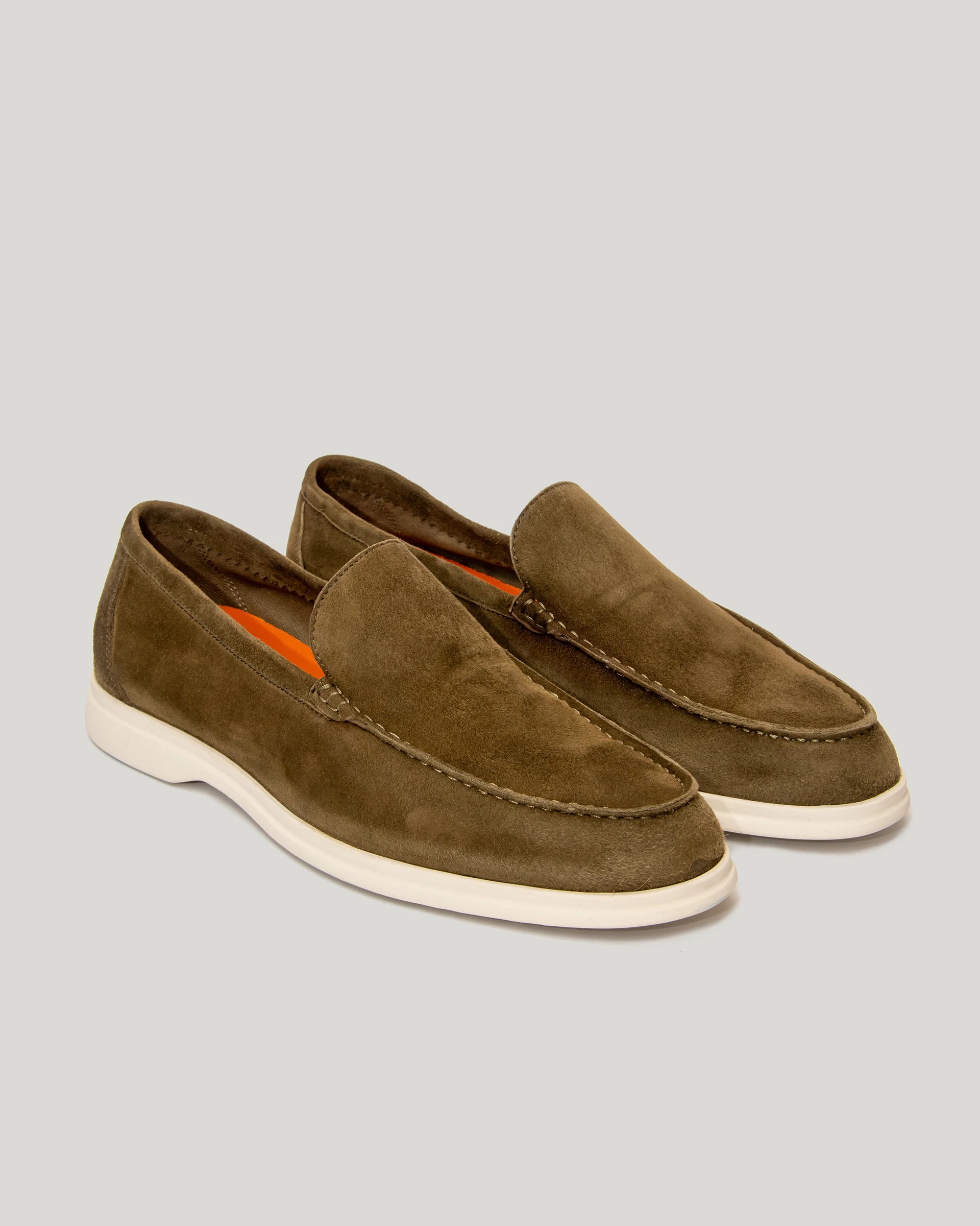 Military boat moccasin in light suede