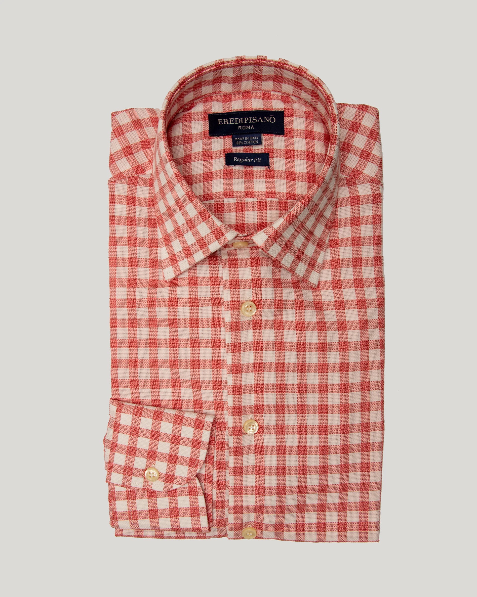 Red Checked Soft touch Cotton Regular Fit Canclini Fabric