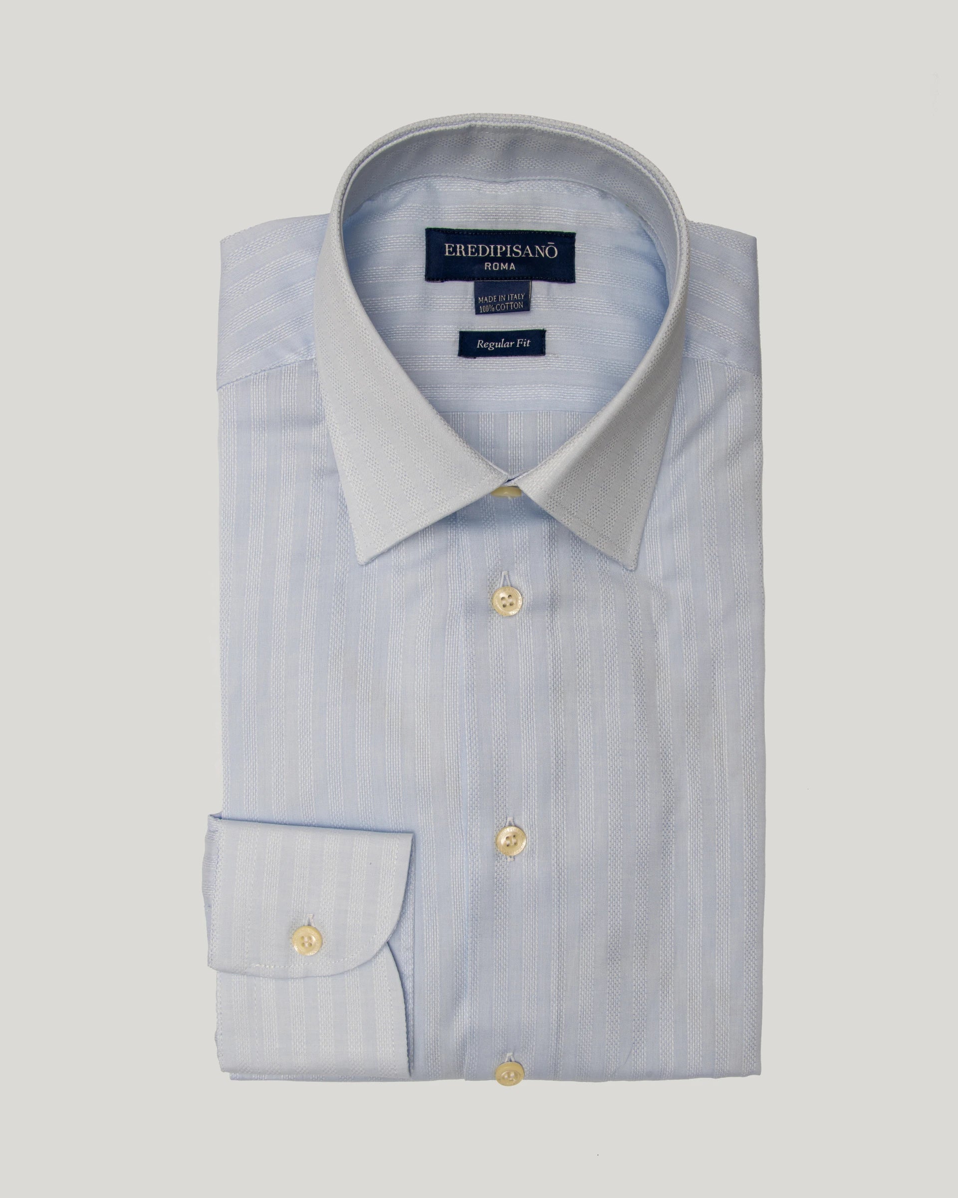 Light Blue Tonal stripedl Cotton Regular fit Shirt Canclini fabric
