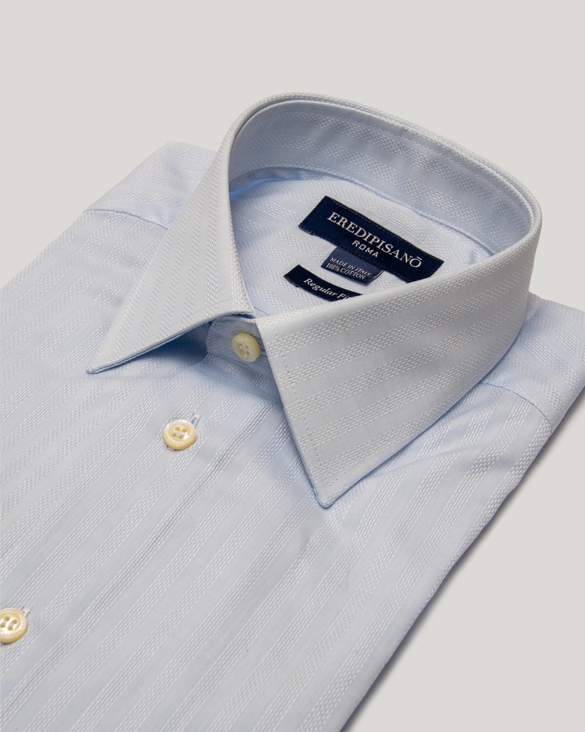Light Blue Tonal stripedl Cotton Regular fit Shirt Canclini fabric